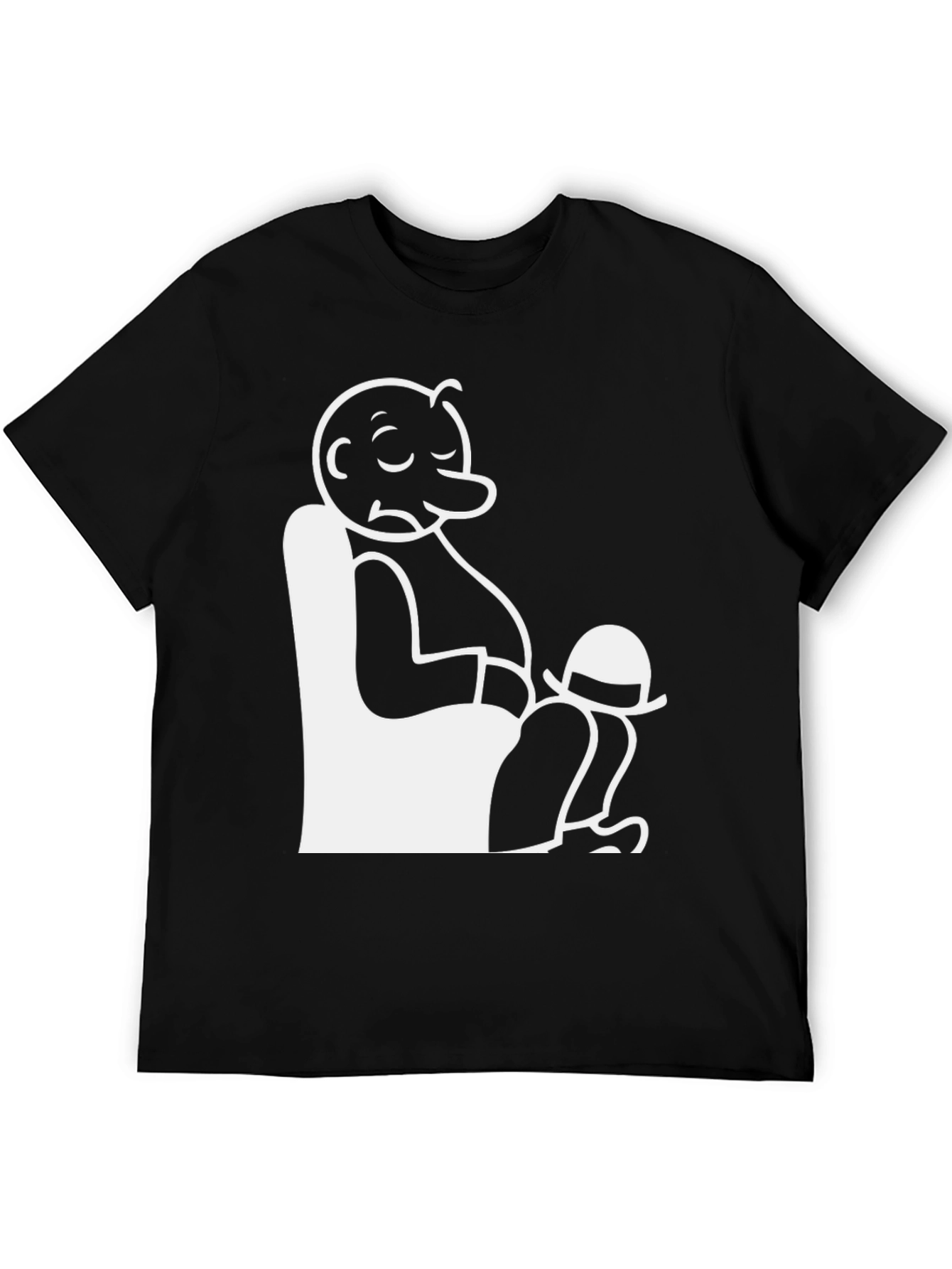 Comfy Cartoon Character Graphic Tee - Black