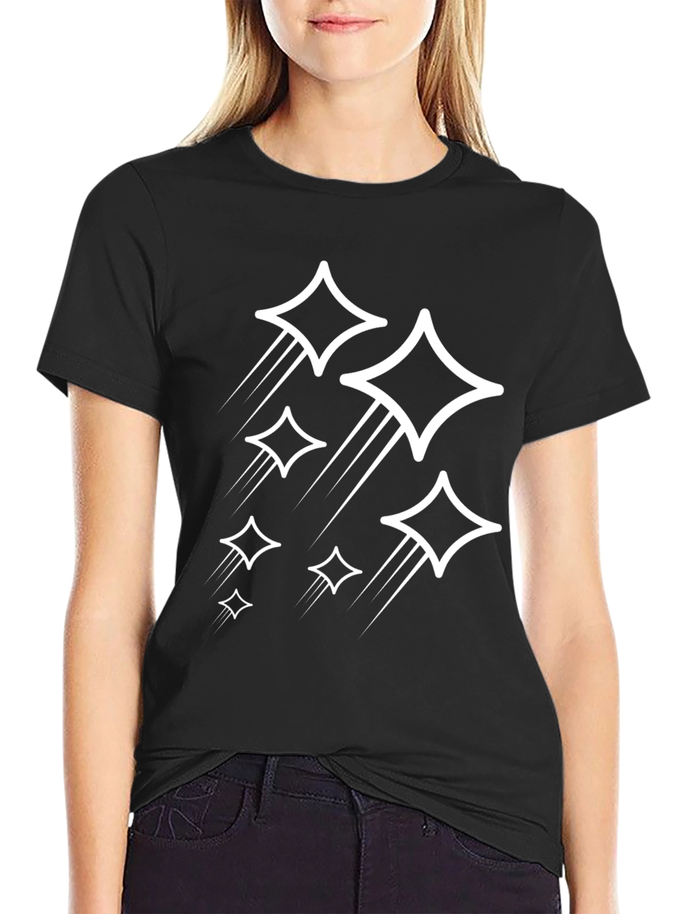 Stylish Black Tee with Geometric Star Graphic