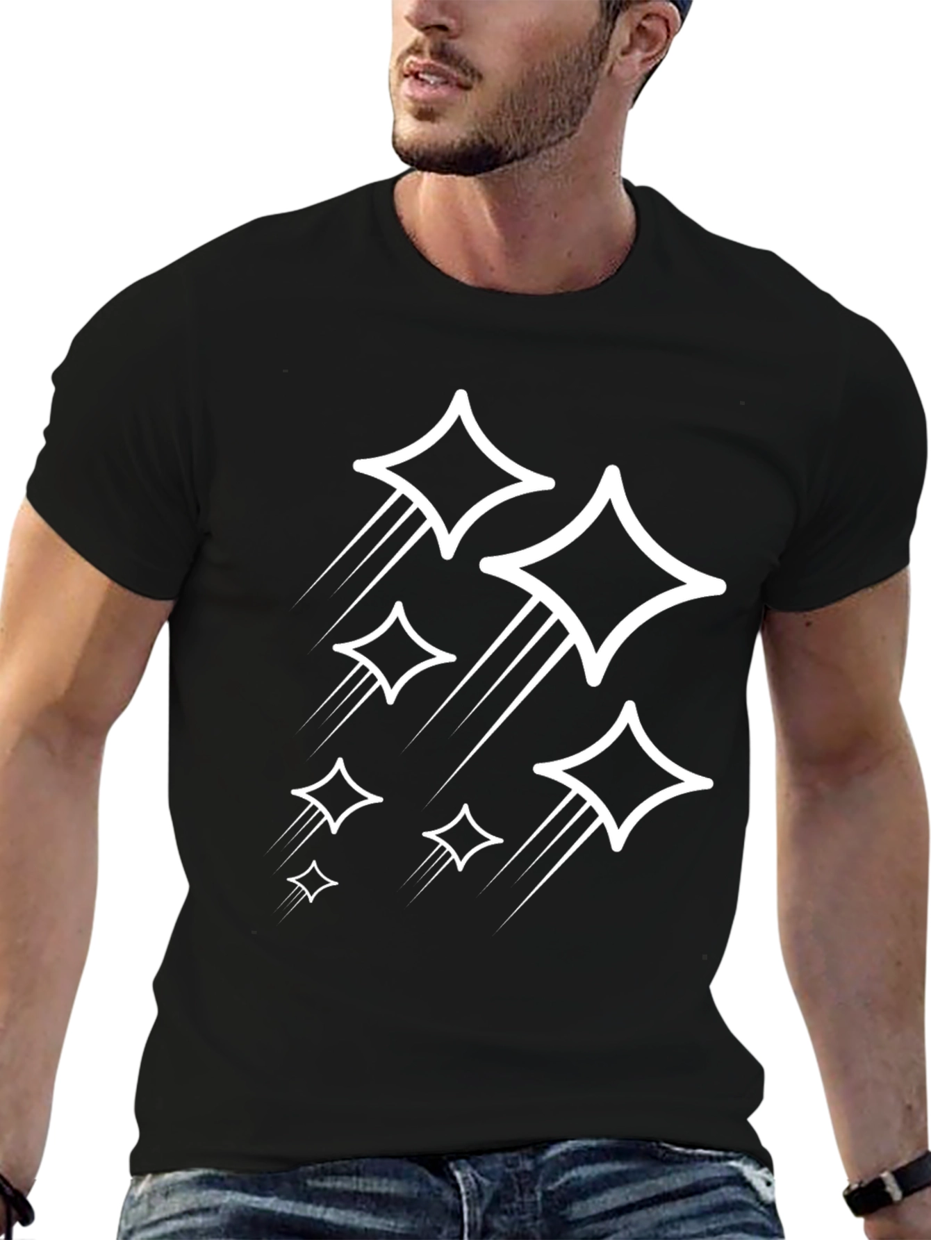 Stylish Black Tee with Geometric Star Graphic