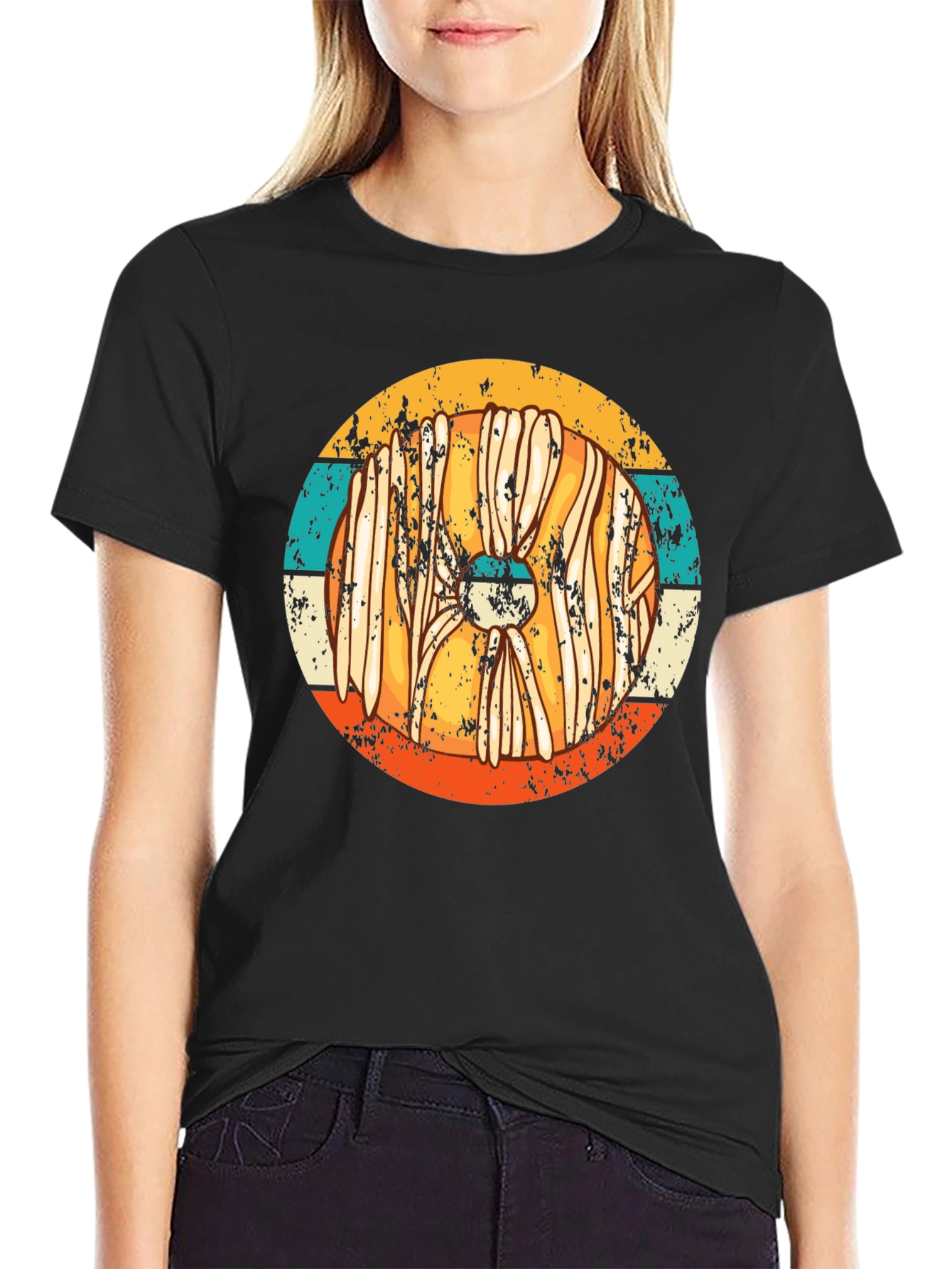 Retro Viking Shield T-Shirt - Distressed Style