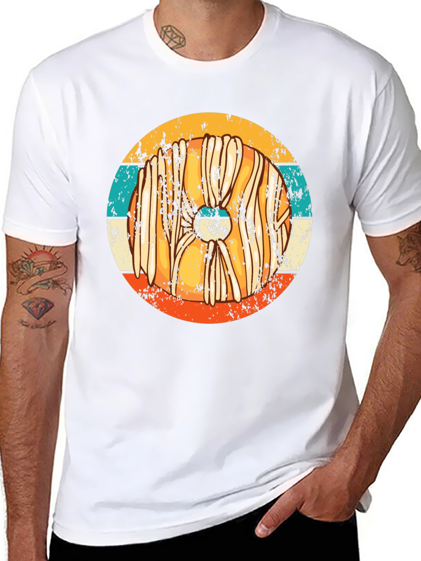 Retro Viking Shield T-Shirt - Distressed Style