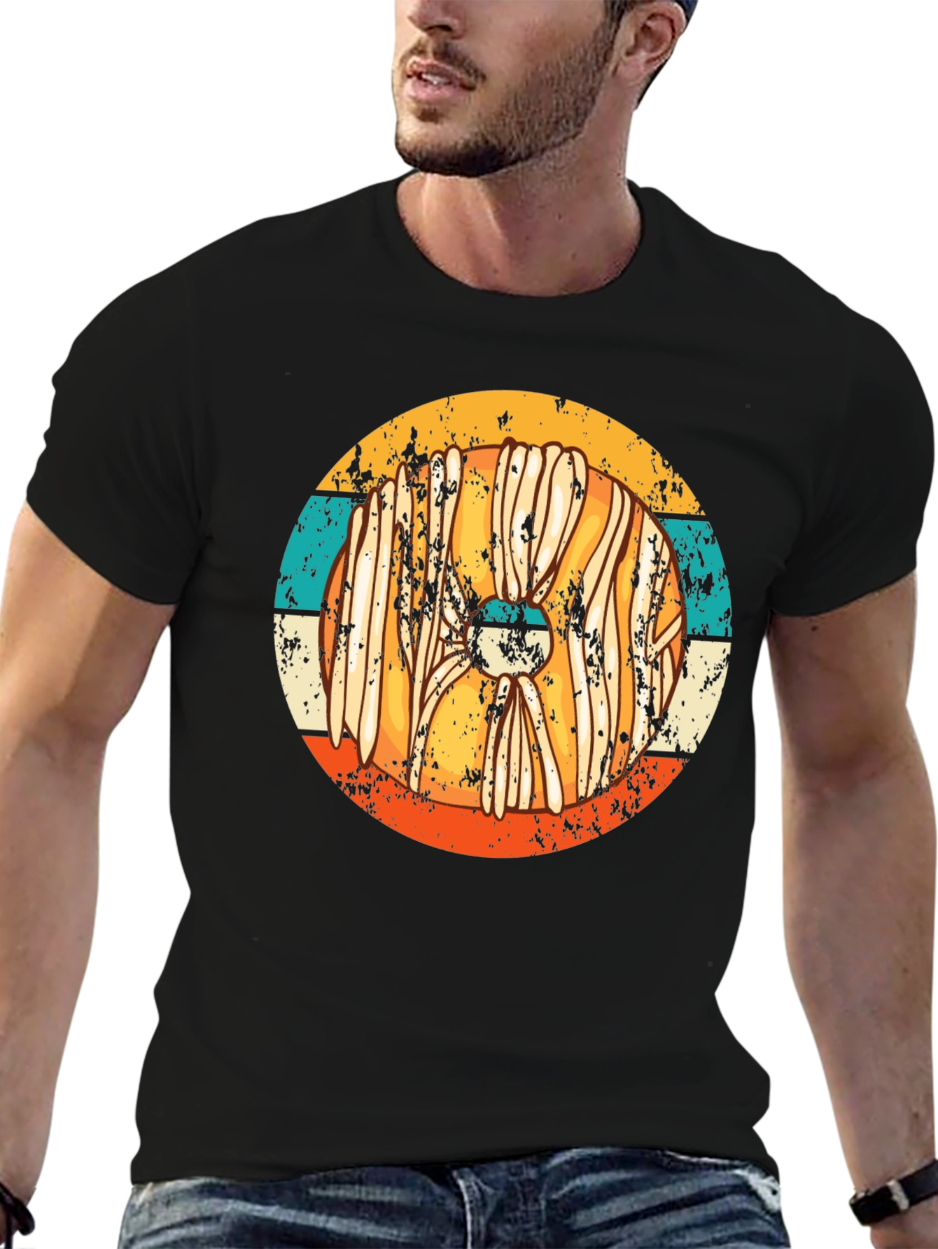 Retro Viking Shield T-Shirt - Distressed Style