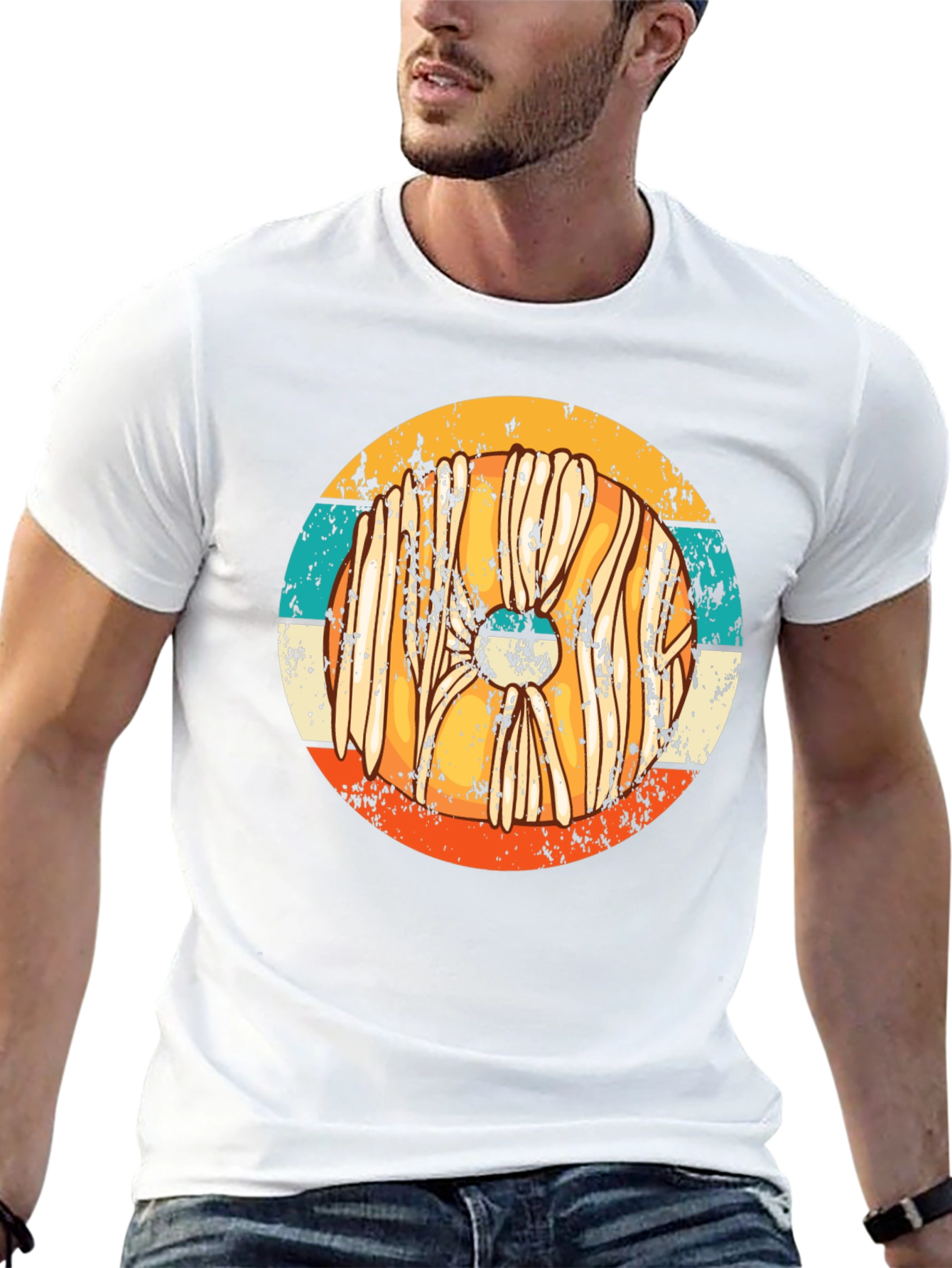 Retro Viking Shield T-Shirt - Distressed Style
