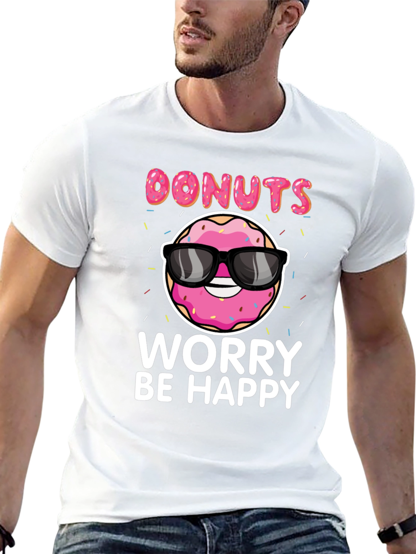 Donuts Worry Be Happy Graphic Tee