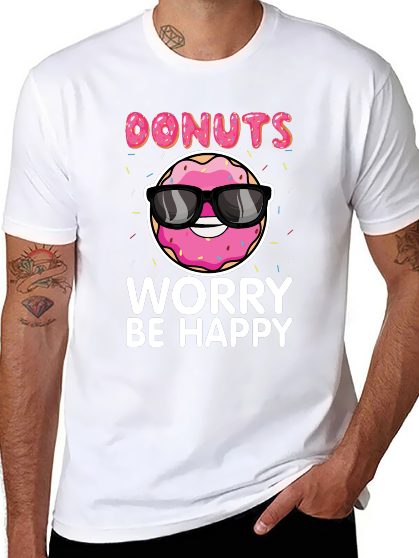 Donuts Worry Be Happy Graphic Tee