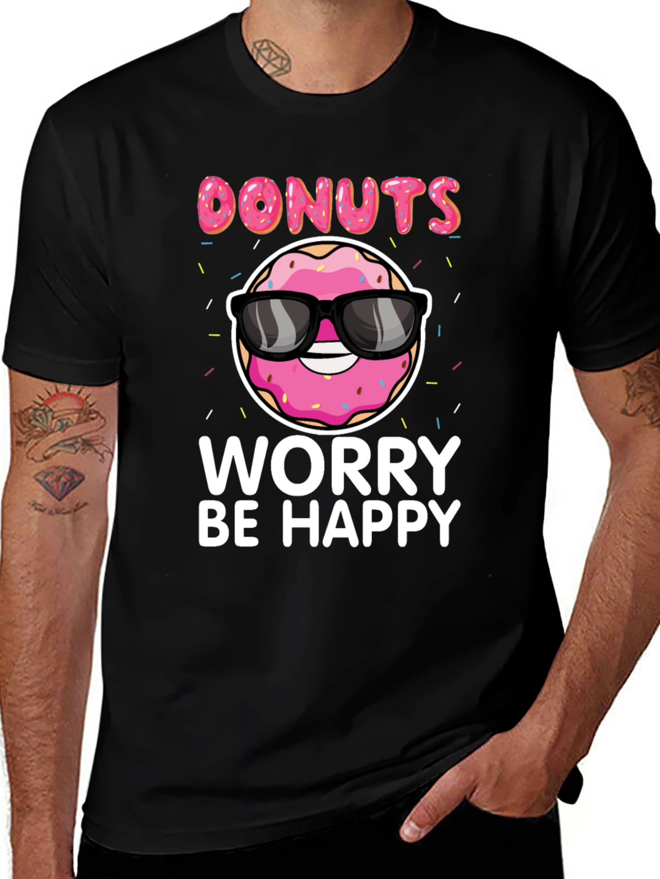 Donuts Worry Be Happy Graphic Tee