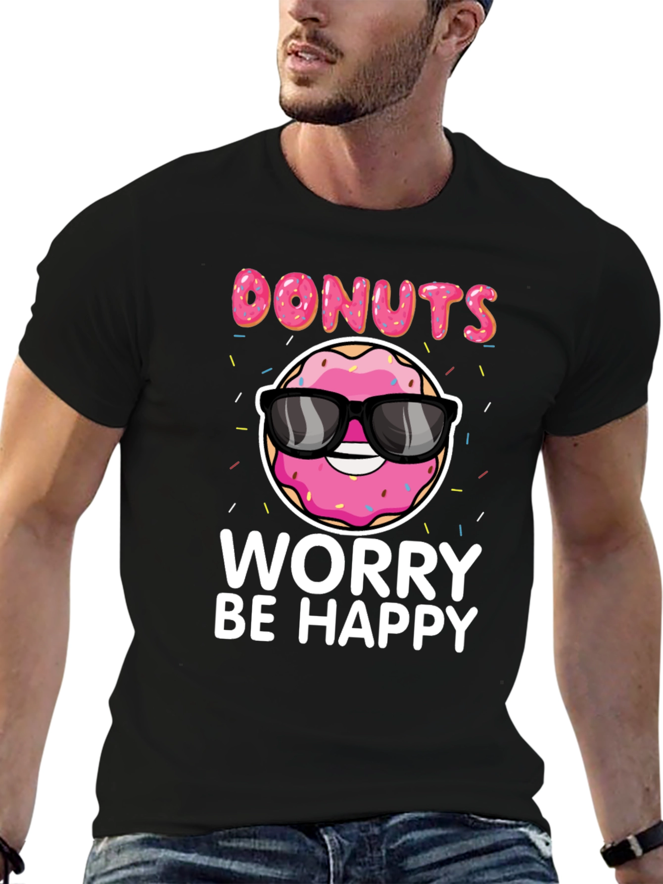 Donuts Worry Be Happy Graphic Tee