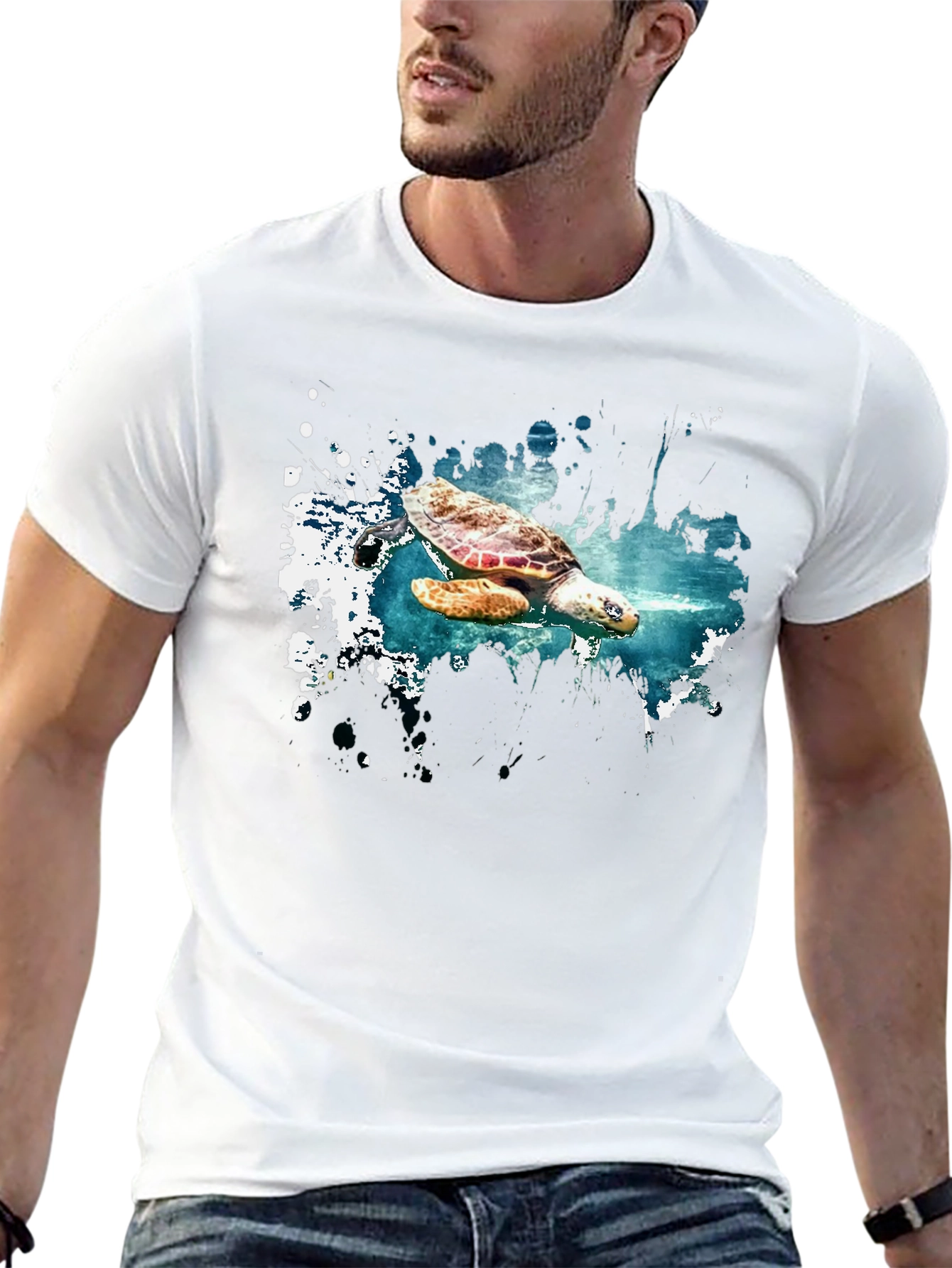 Turtle Splash Graphic Tee - Soft Cotton Comfort