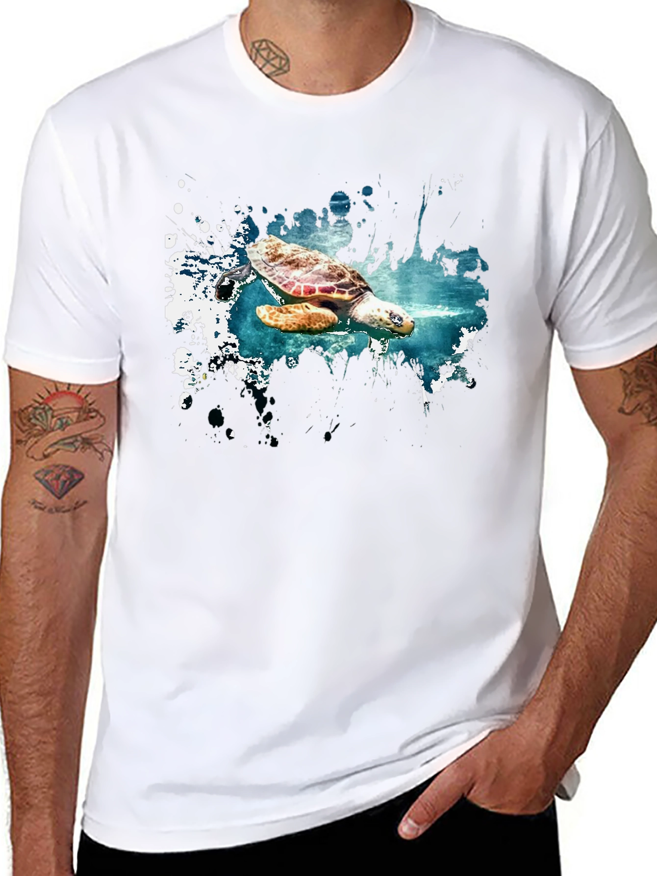 Turtle Splash Graphic Tee - Soft Cotton Comfort