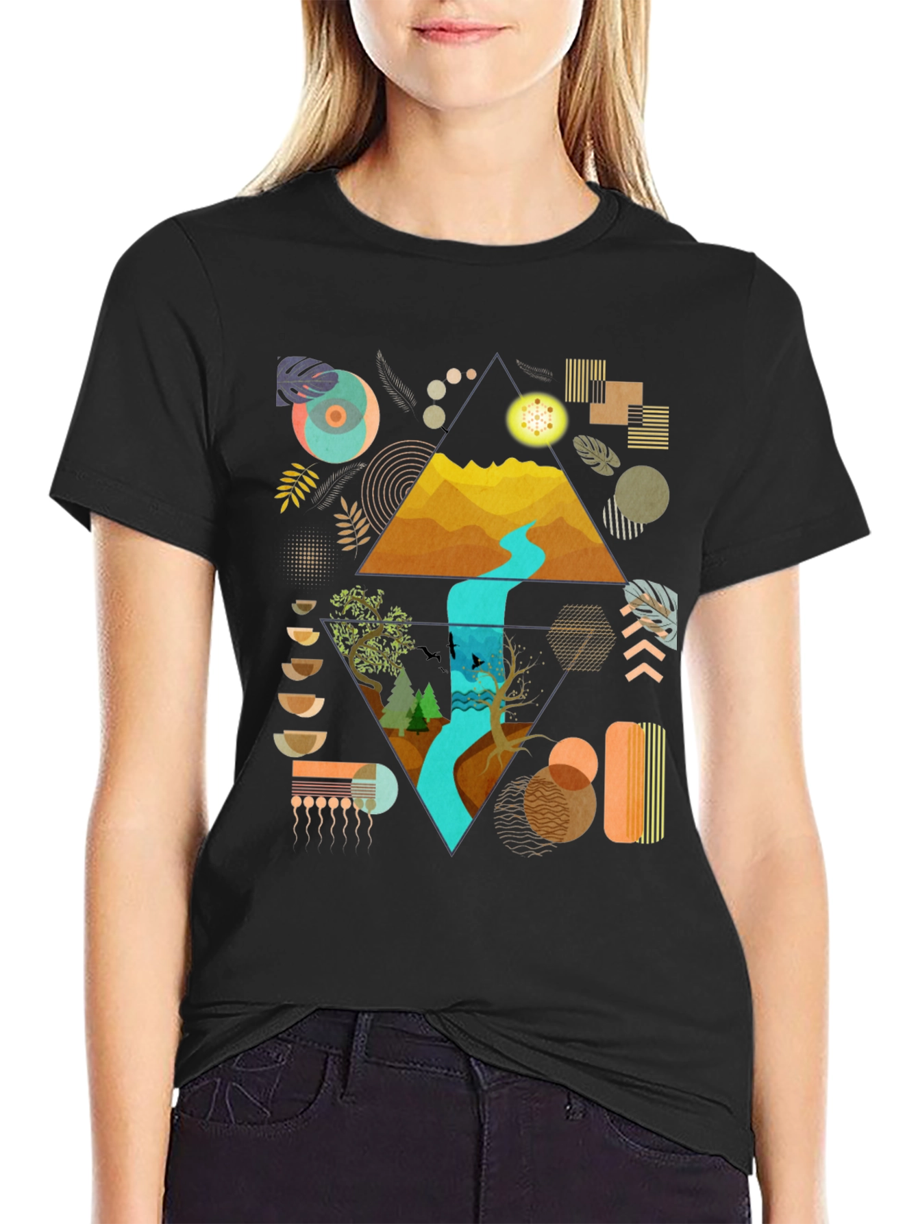 Geometric Nature Print Tee
