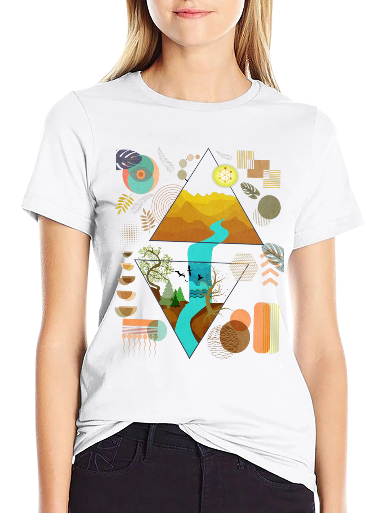 Geometric Nature Print Tee