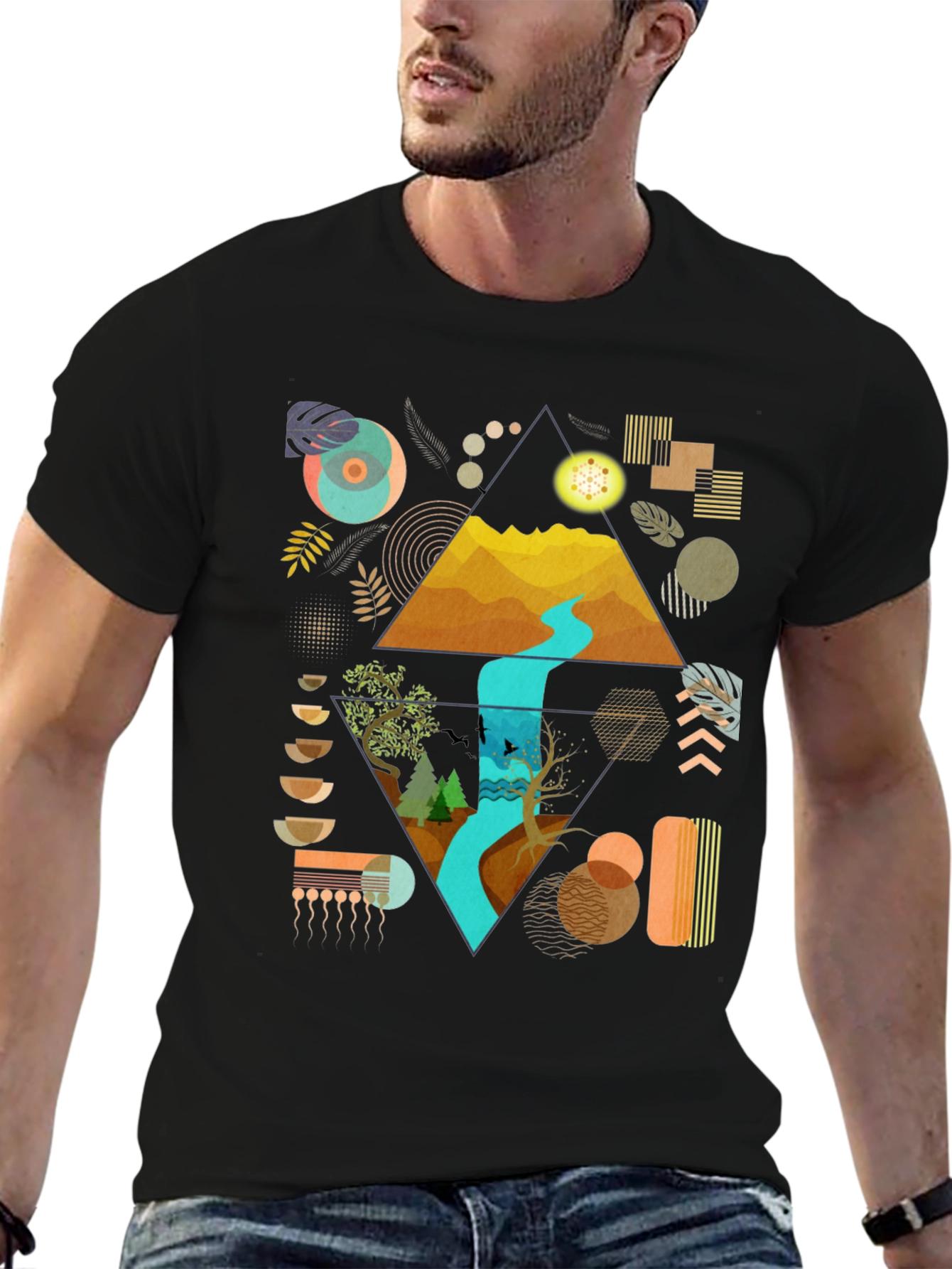Geometric Nature Print Tee