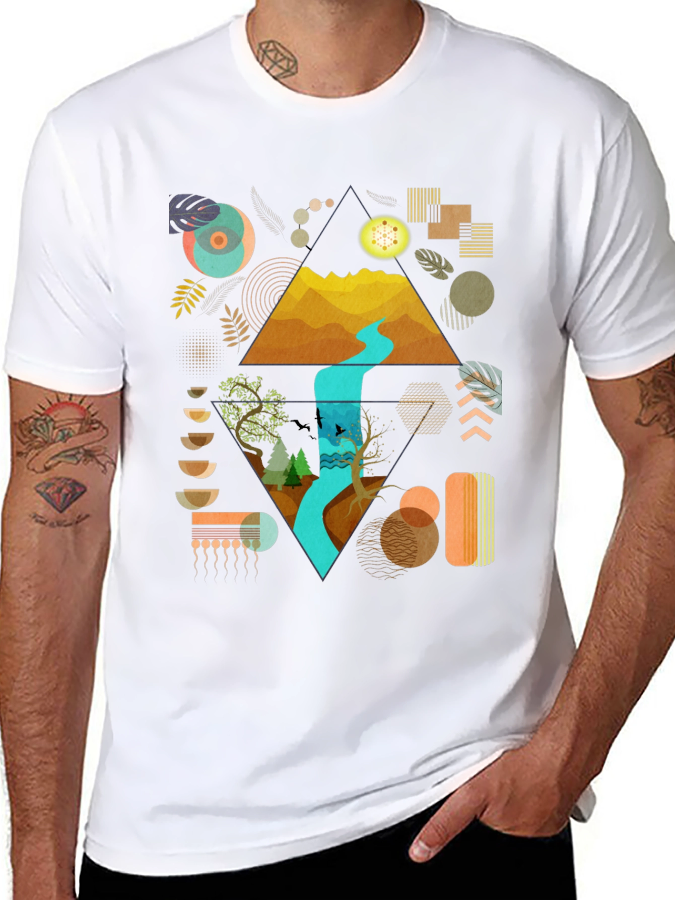 Geometric Nature Print Tee