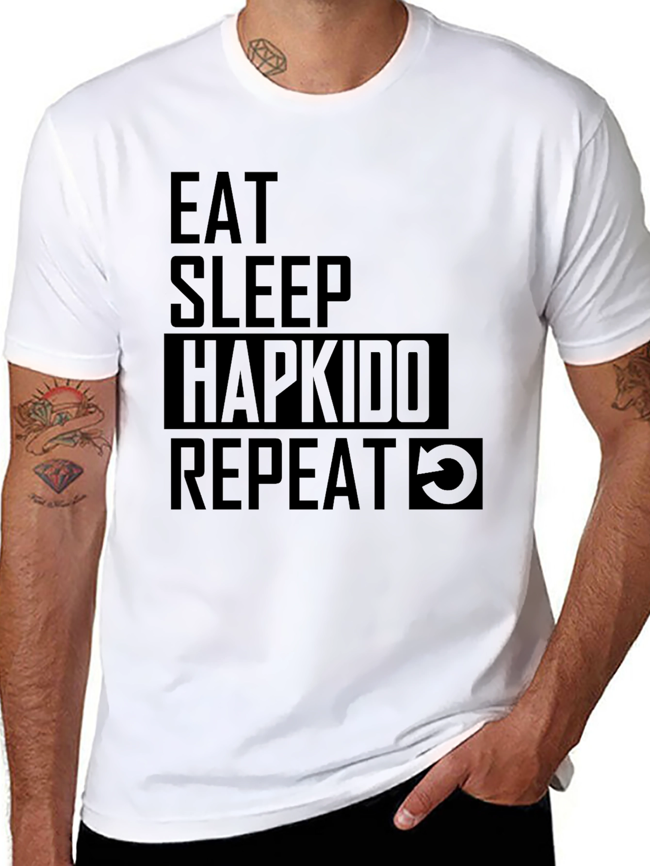 Eat Sleep Hapkido Repeat Black T-Shirt
