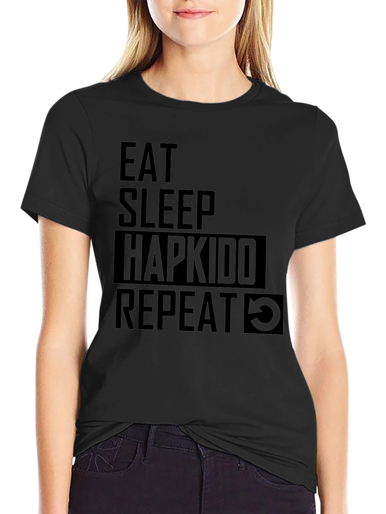 Eat Sleep Hapkido Repeat Black T-Shirt