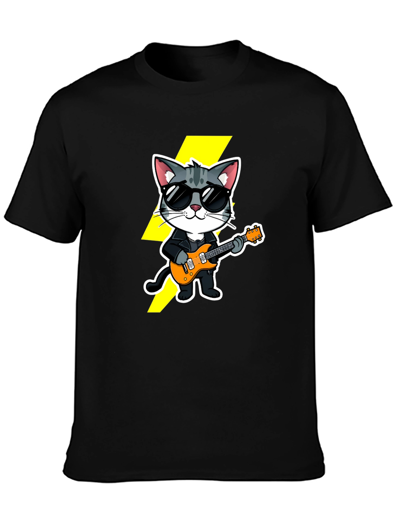 Cool Cat Guitarist Black T-Shirt