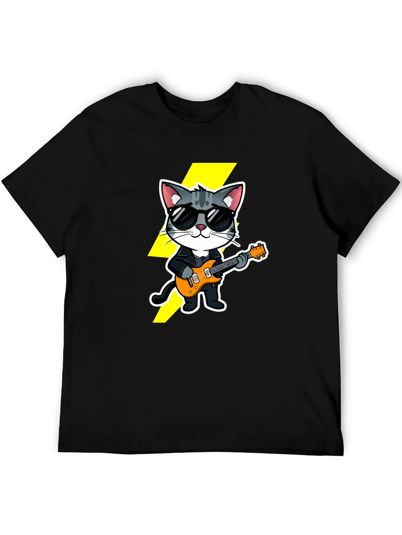 Cool Cat Guitarist Black T-Shirt