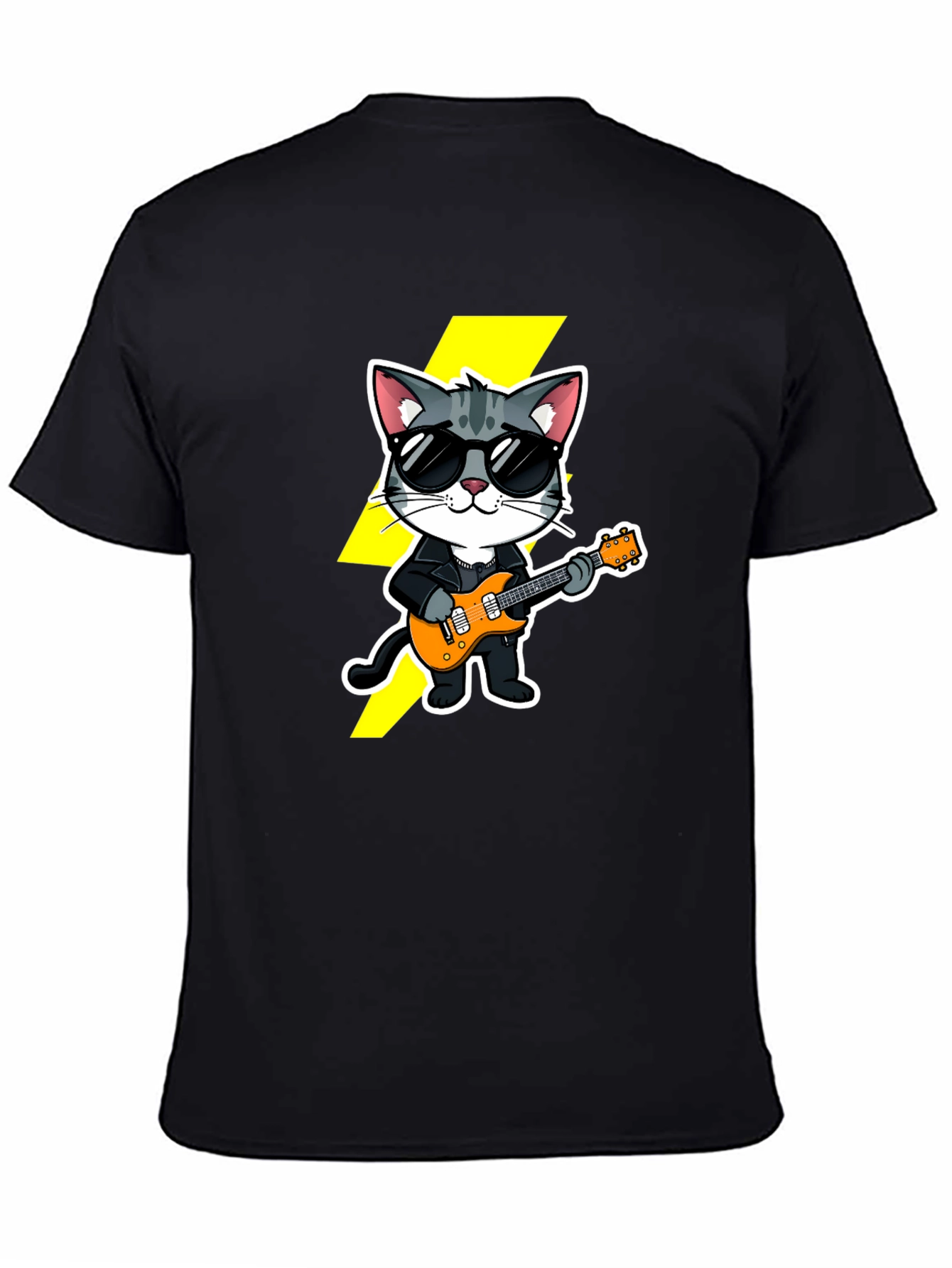 Cool Cat Guitarist Black T-Shirt