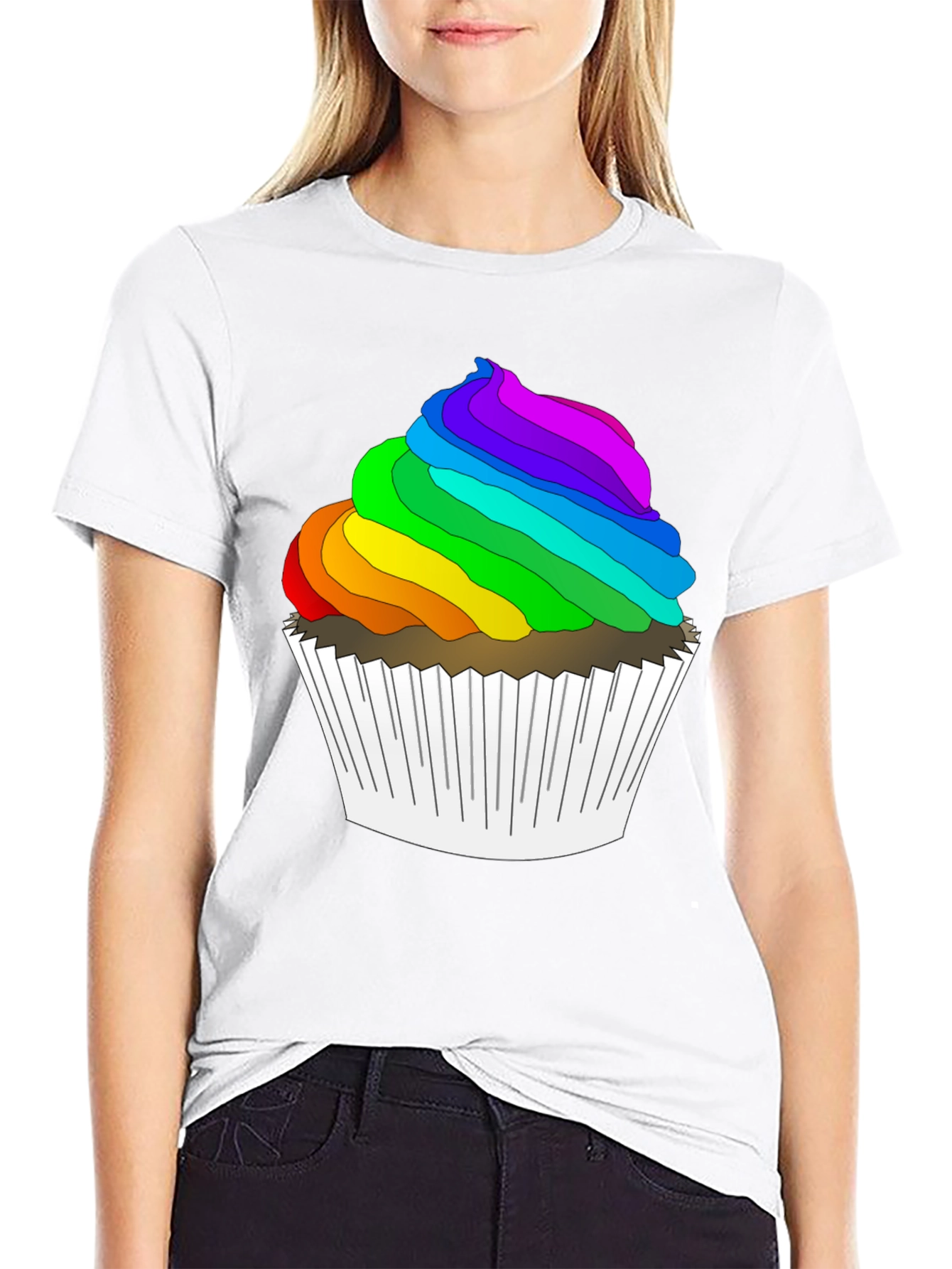 Rainbow Cupcake T-Shirt: Sweet & Stylish