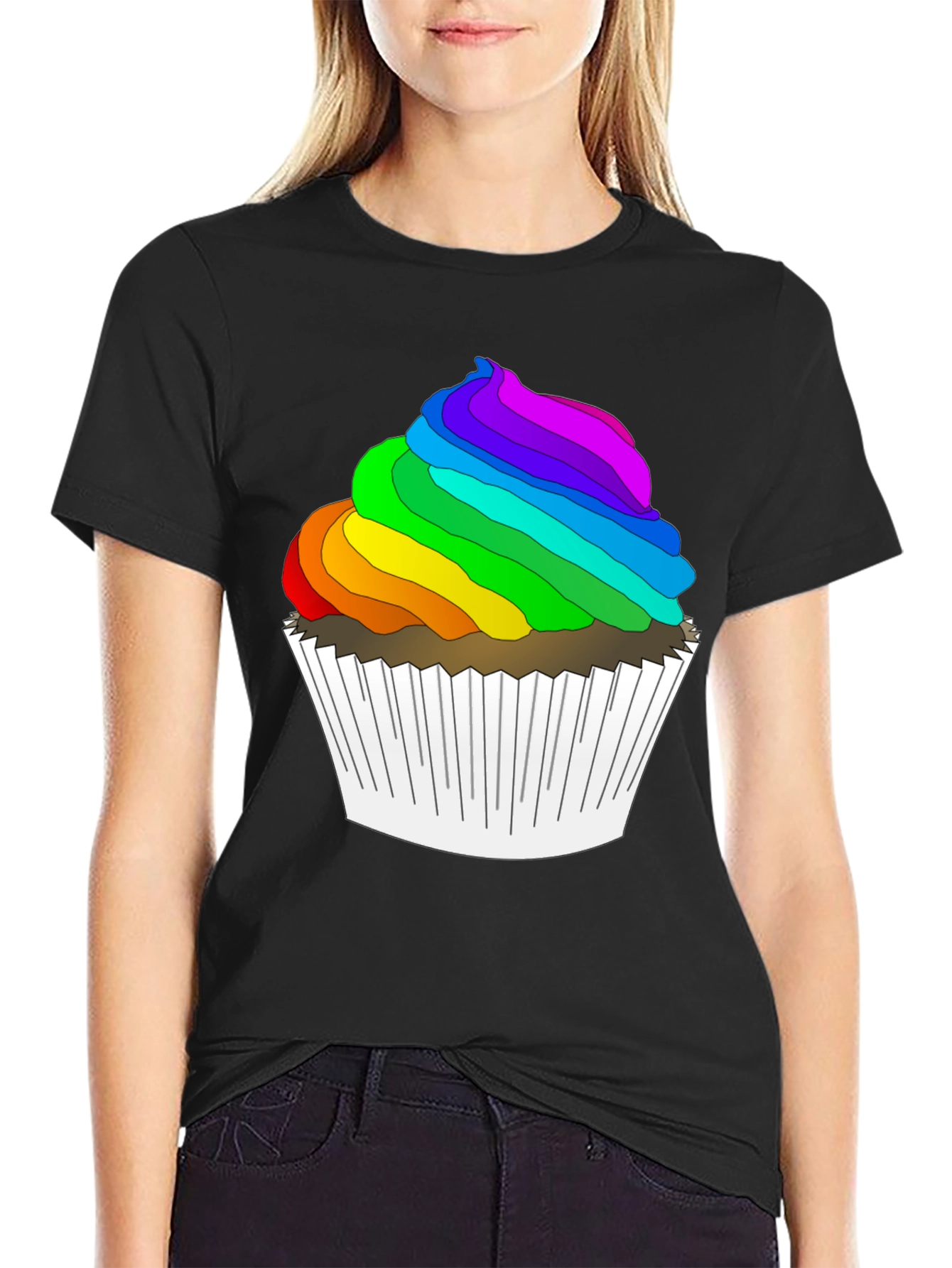 Rainbow Cupcake T-Shirt: Sweet & Stylish