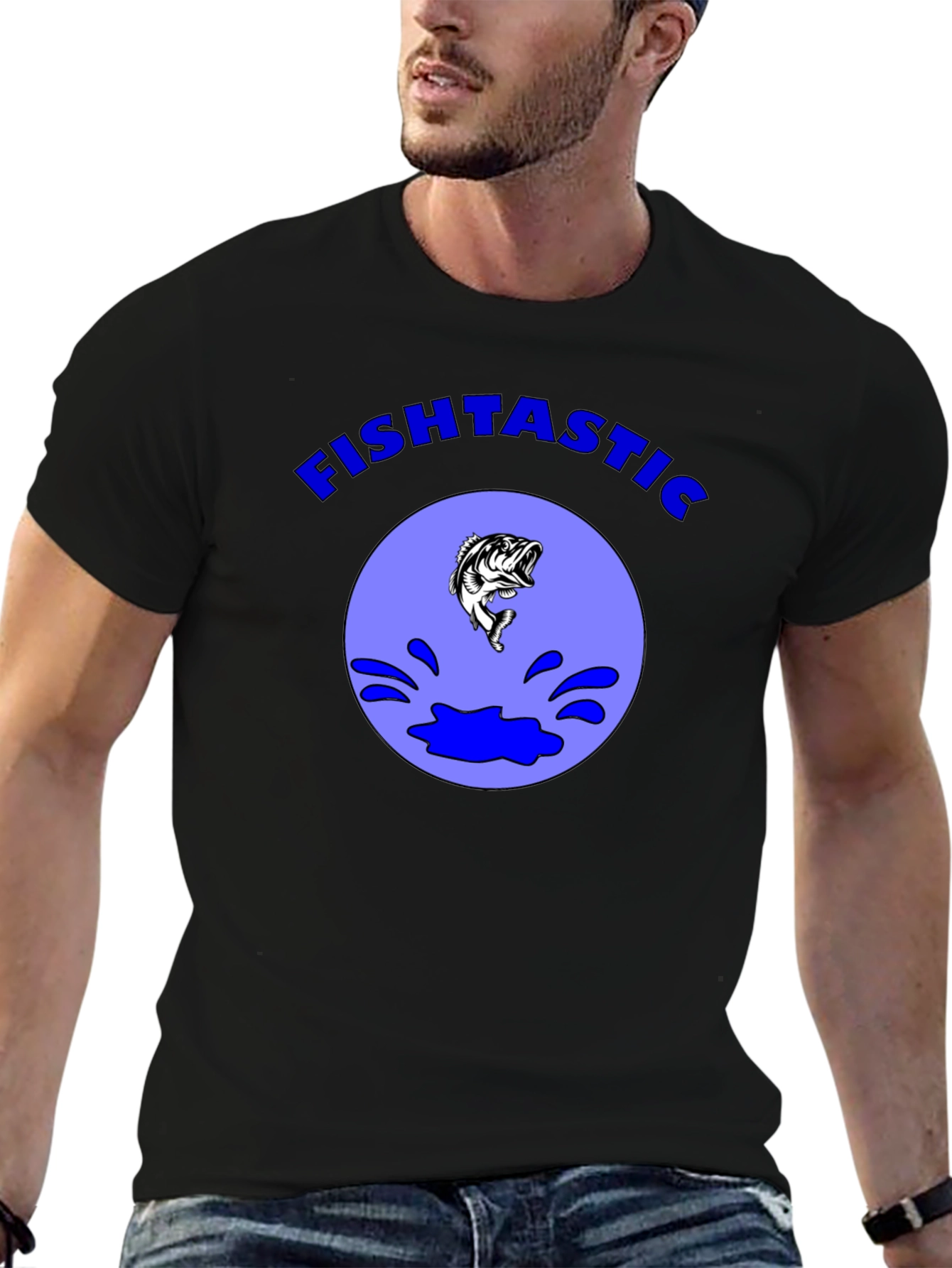 Fishtastic T-Shirt: Black Bass Fishing Tee