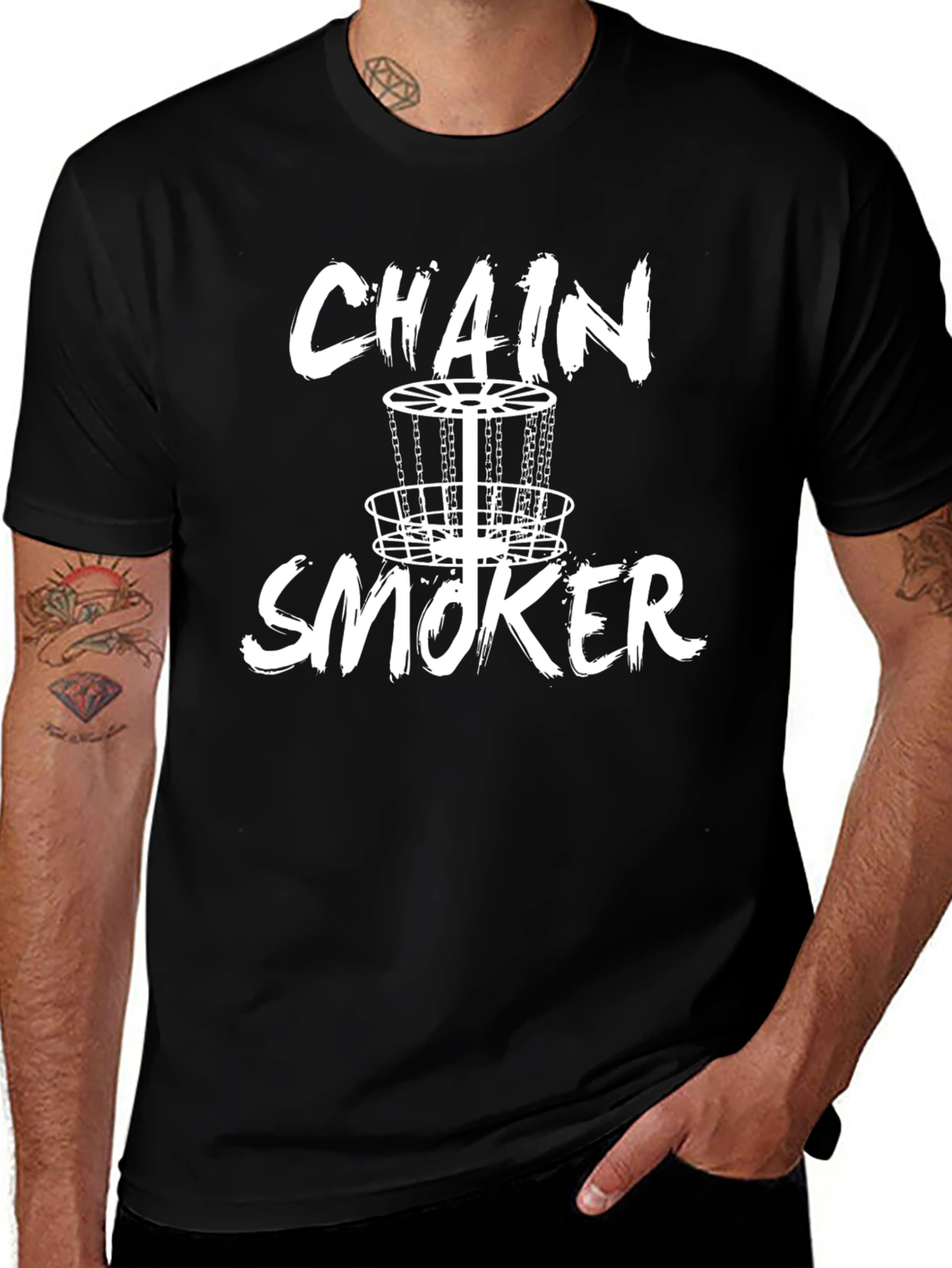 Chain Smoker Disc Golf T-Shirt - Black Graphic Tee