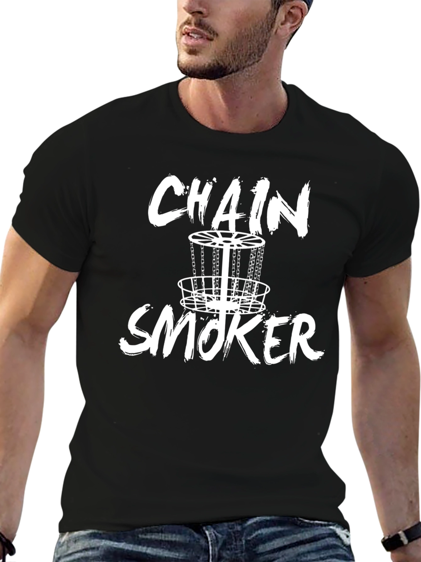 Chain Smoker Disc Golf T-Shirt - Black Graphic Tee