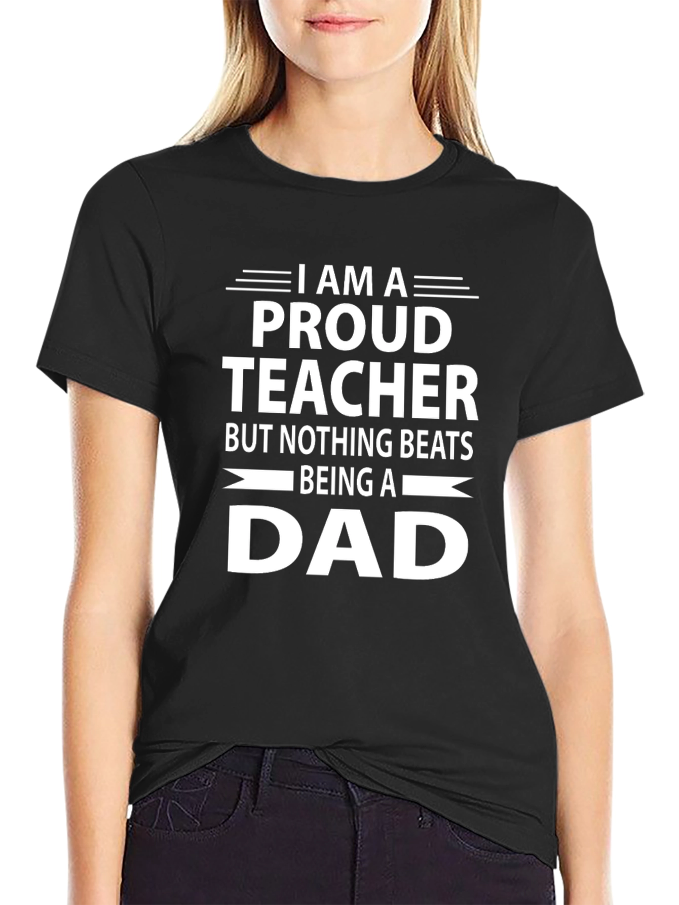 Proud Teacher Dad Graphic Tee - Black