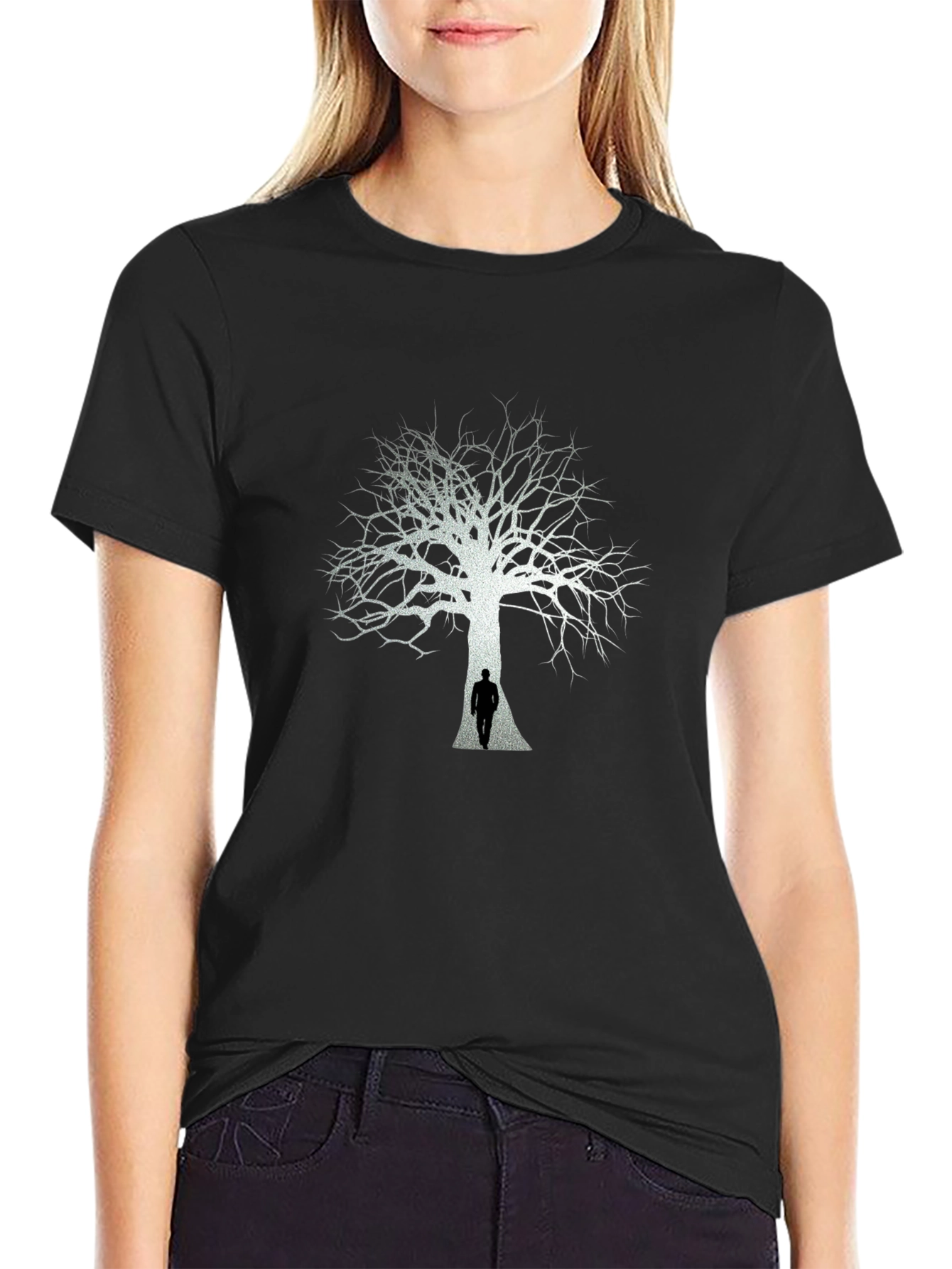Tree Silhouette Graphic Tee - Mens Black T-Shirt