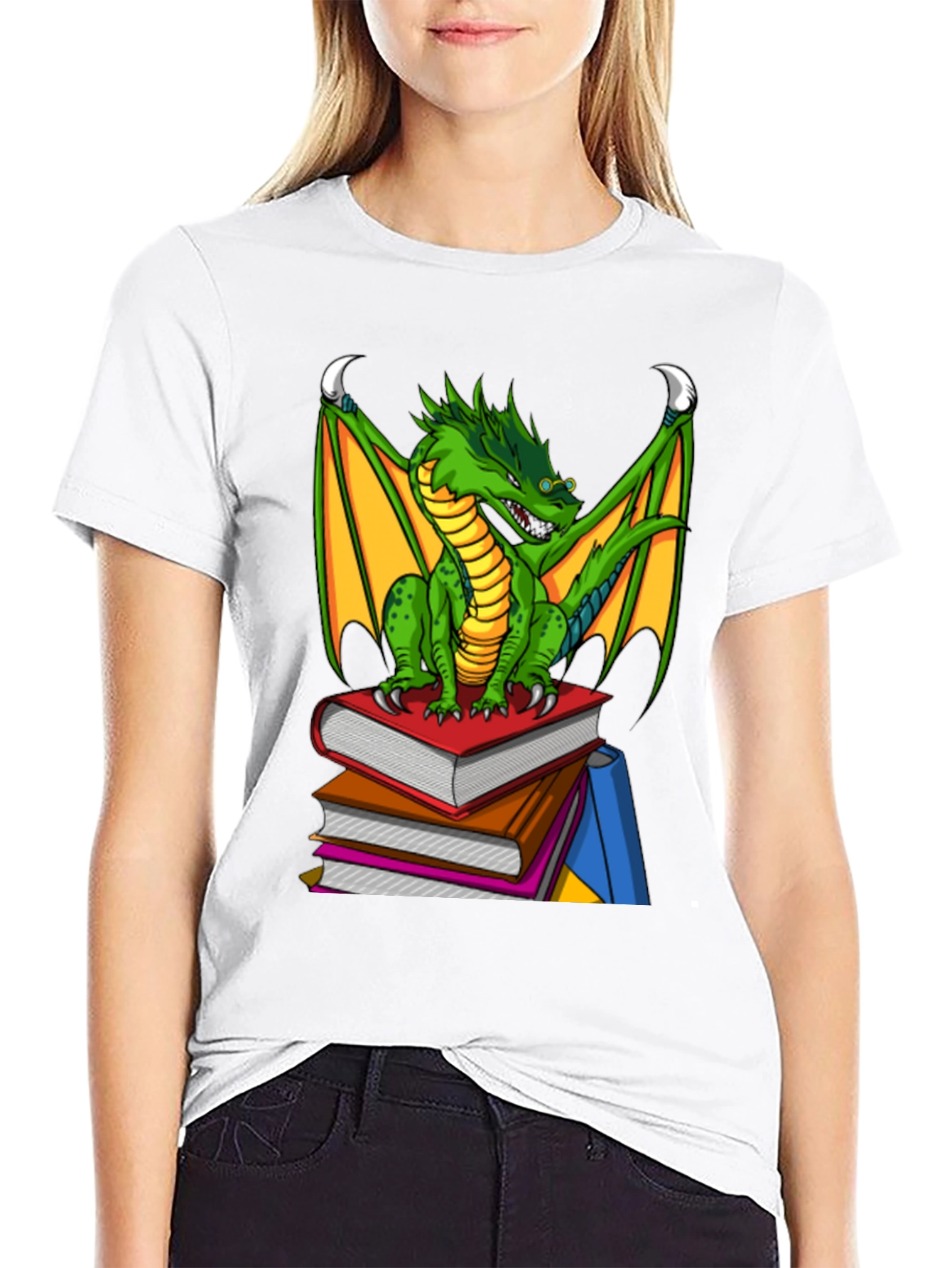 Dragon On Books Graphic Tee