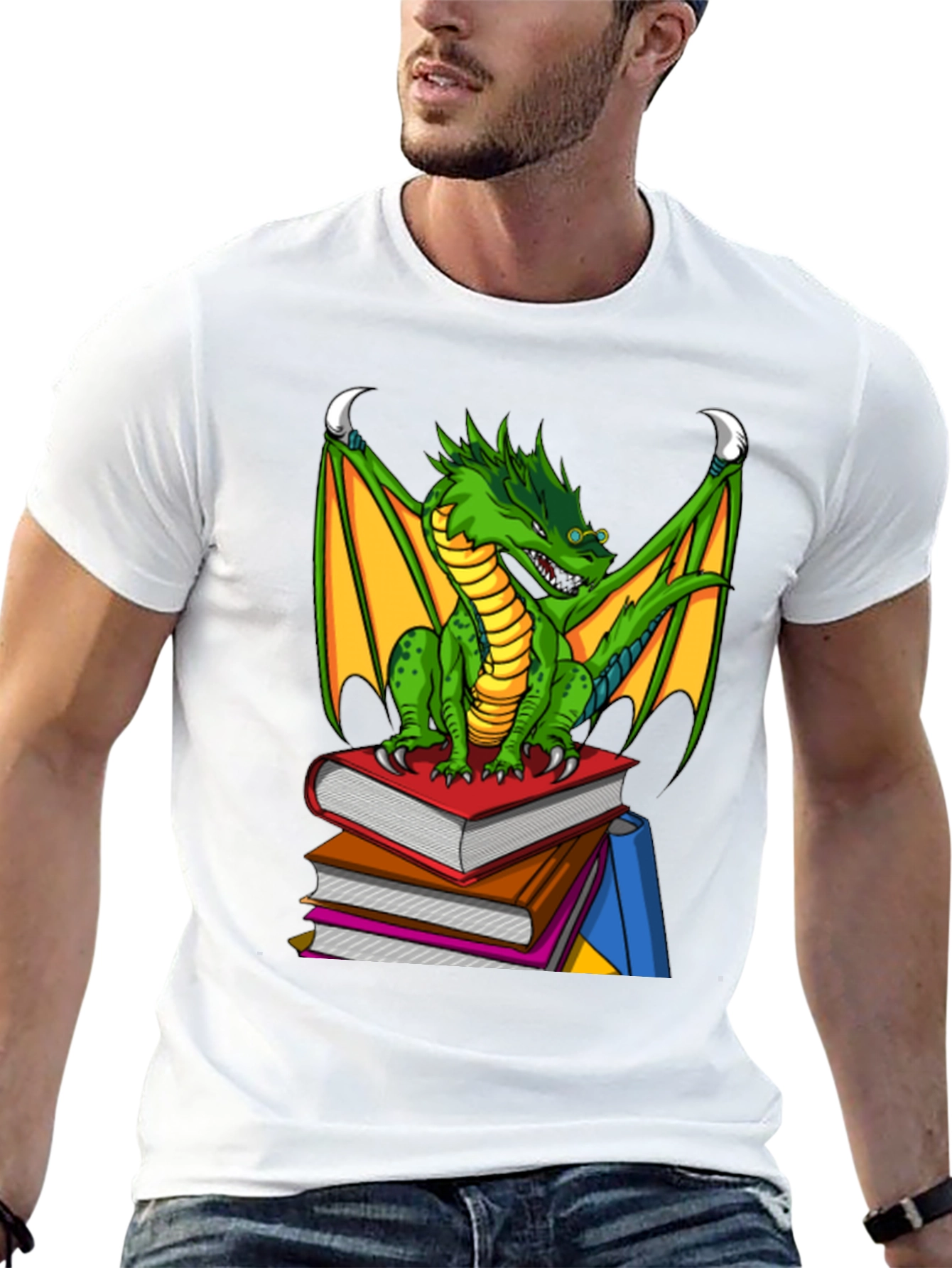 Dragon On Books Graphic Tee