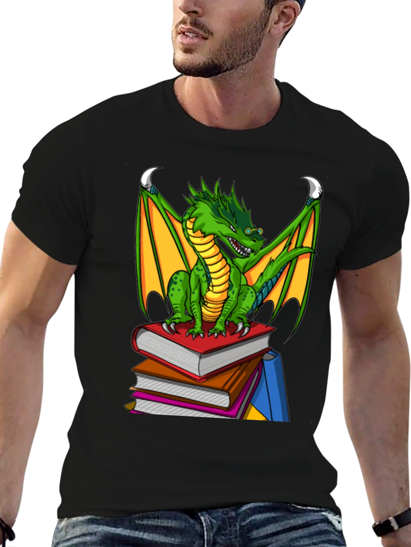 Dragon On Books Graphic Tee