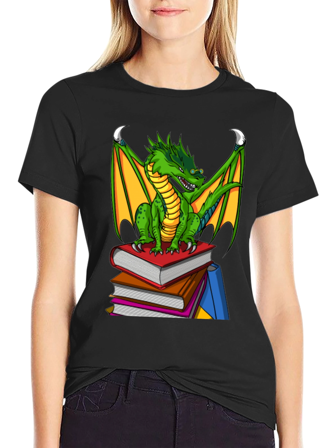 Dragon On Books Graphic Tee