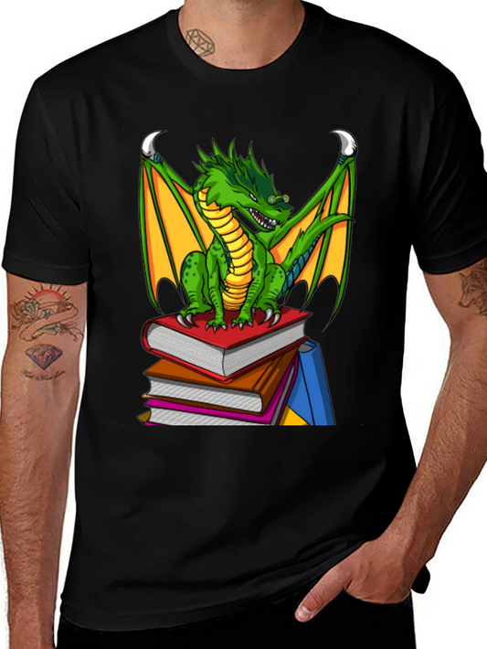 Dragon On Books Graphic Tee