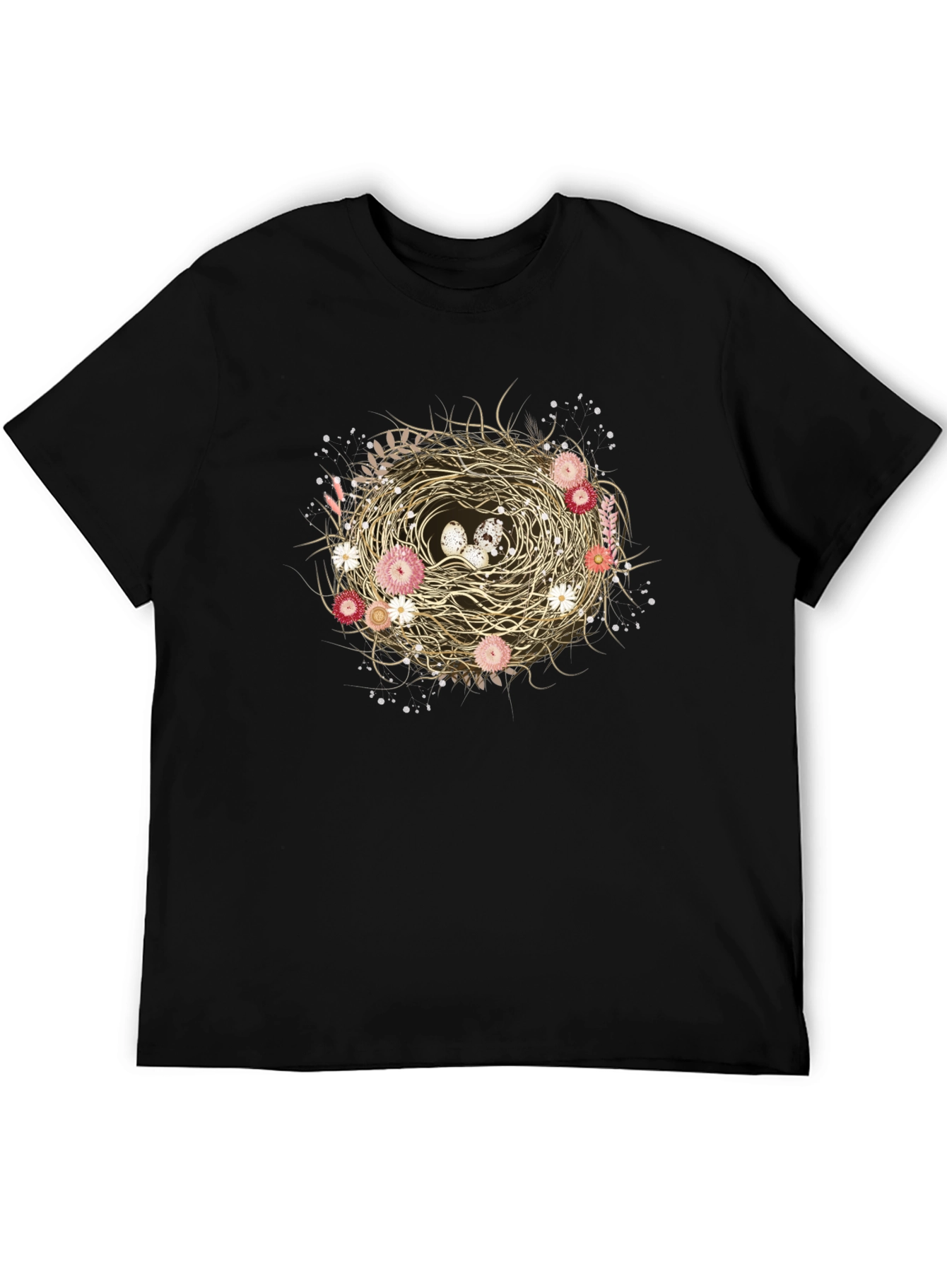 Floral Nest Graphic Tee - Unique Nature Design
