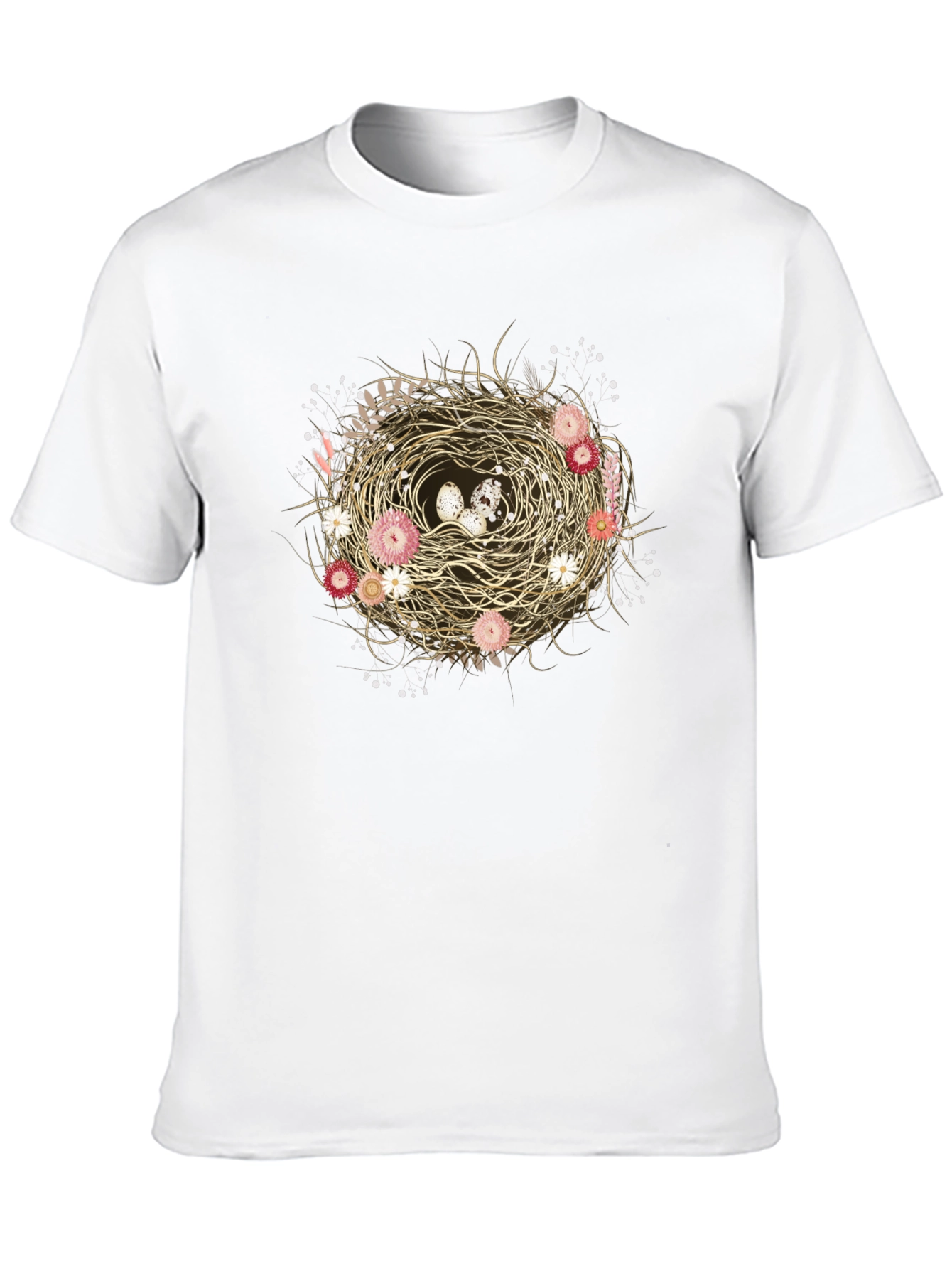 Floral Nest Graphic Tee - Unique Nature Design