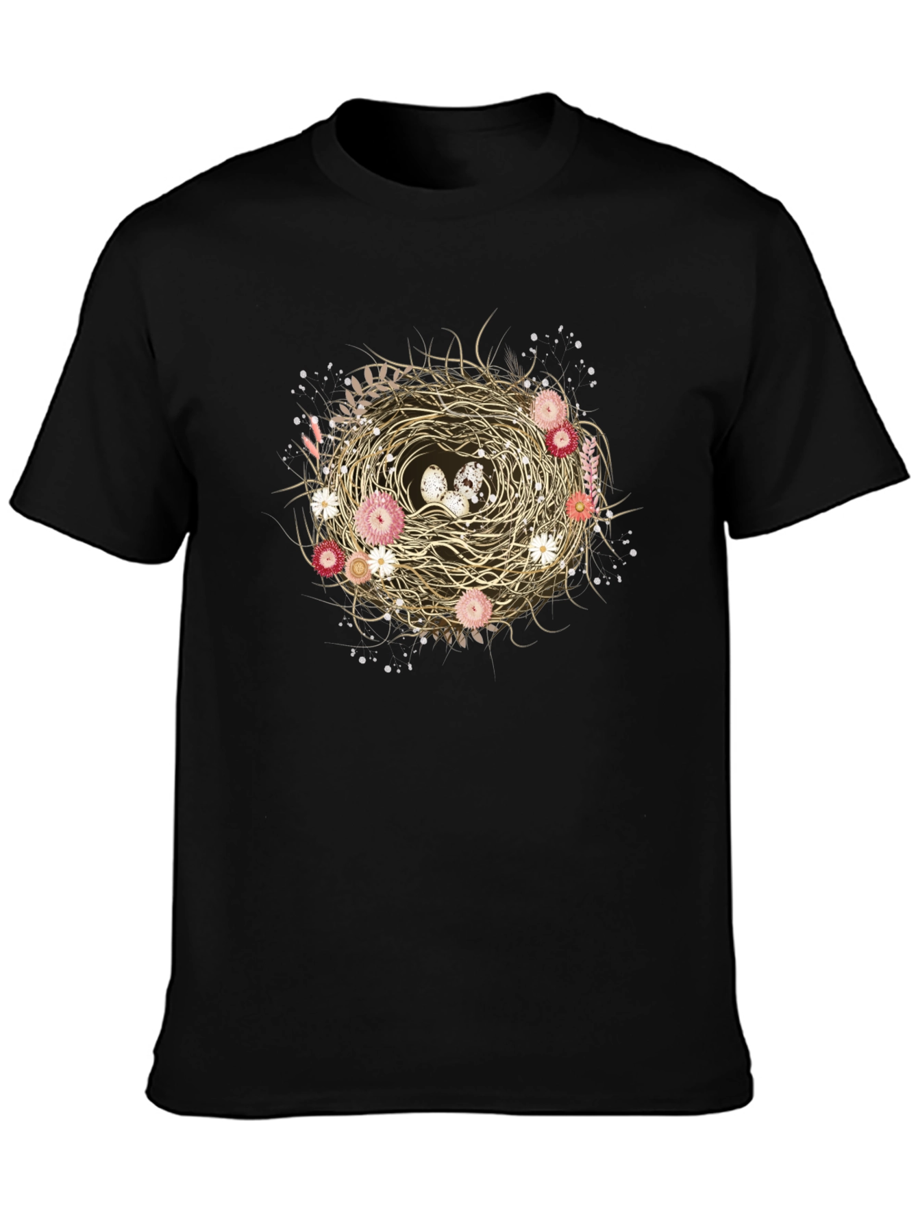 Floral Nest Graphic Tee - Unique Nature Design