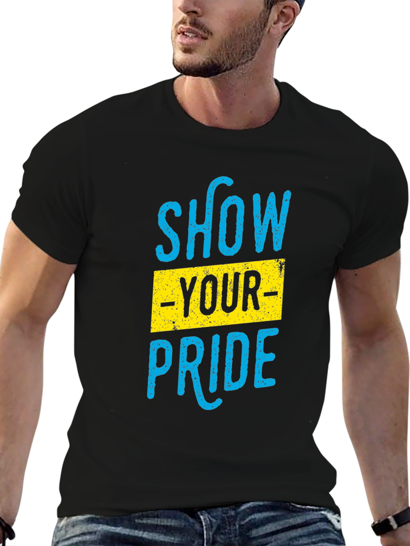 Show Your Pride Graphic T-Shirt - Black Cotton Blend