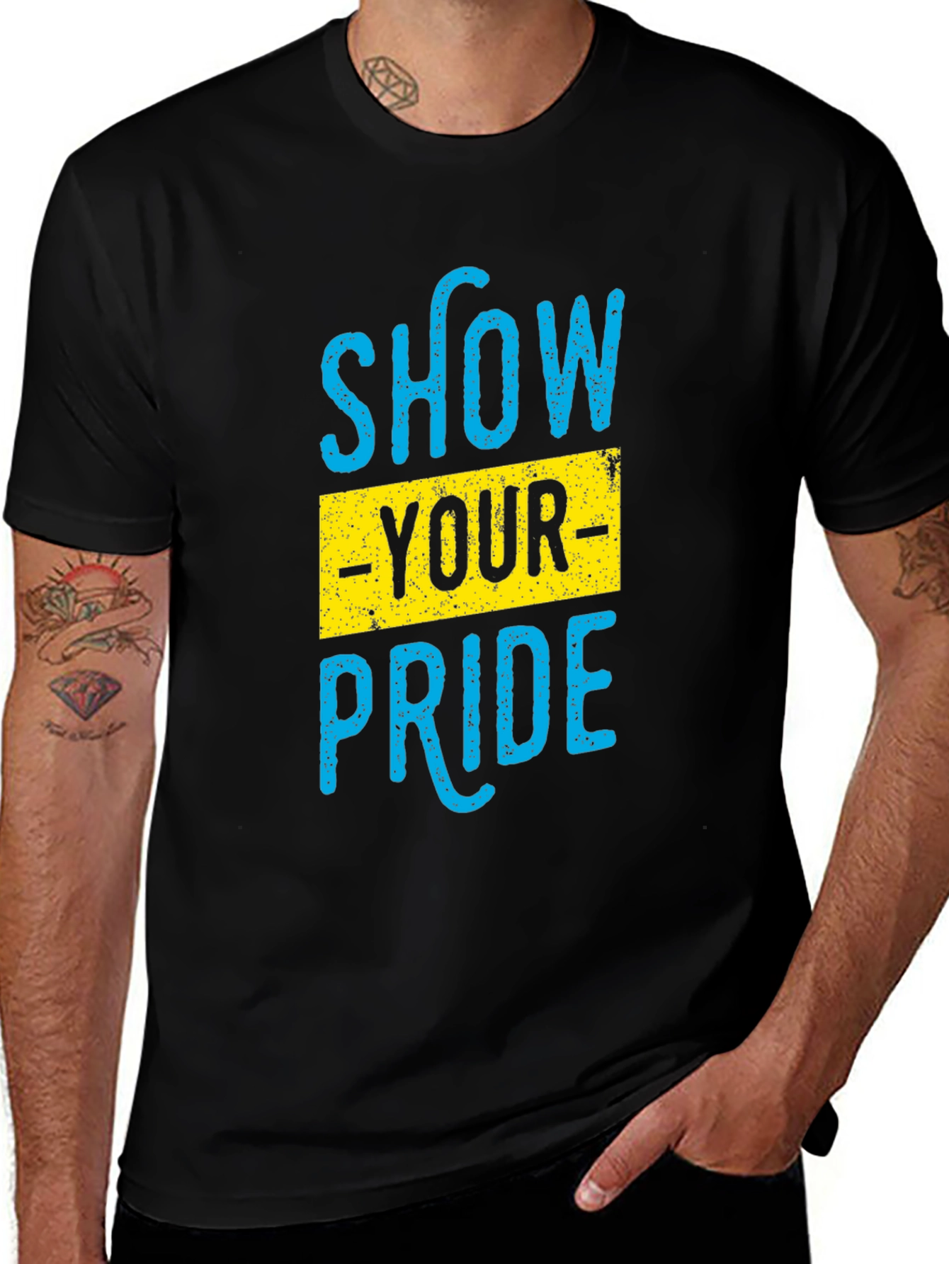 Show Your Pride Graphic T-Shirt - Black Cotton Blend