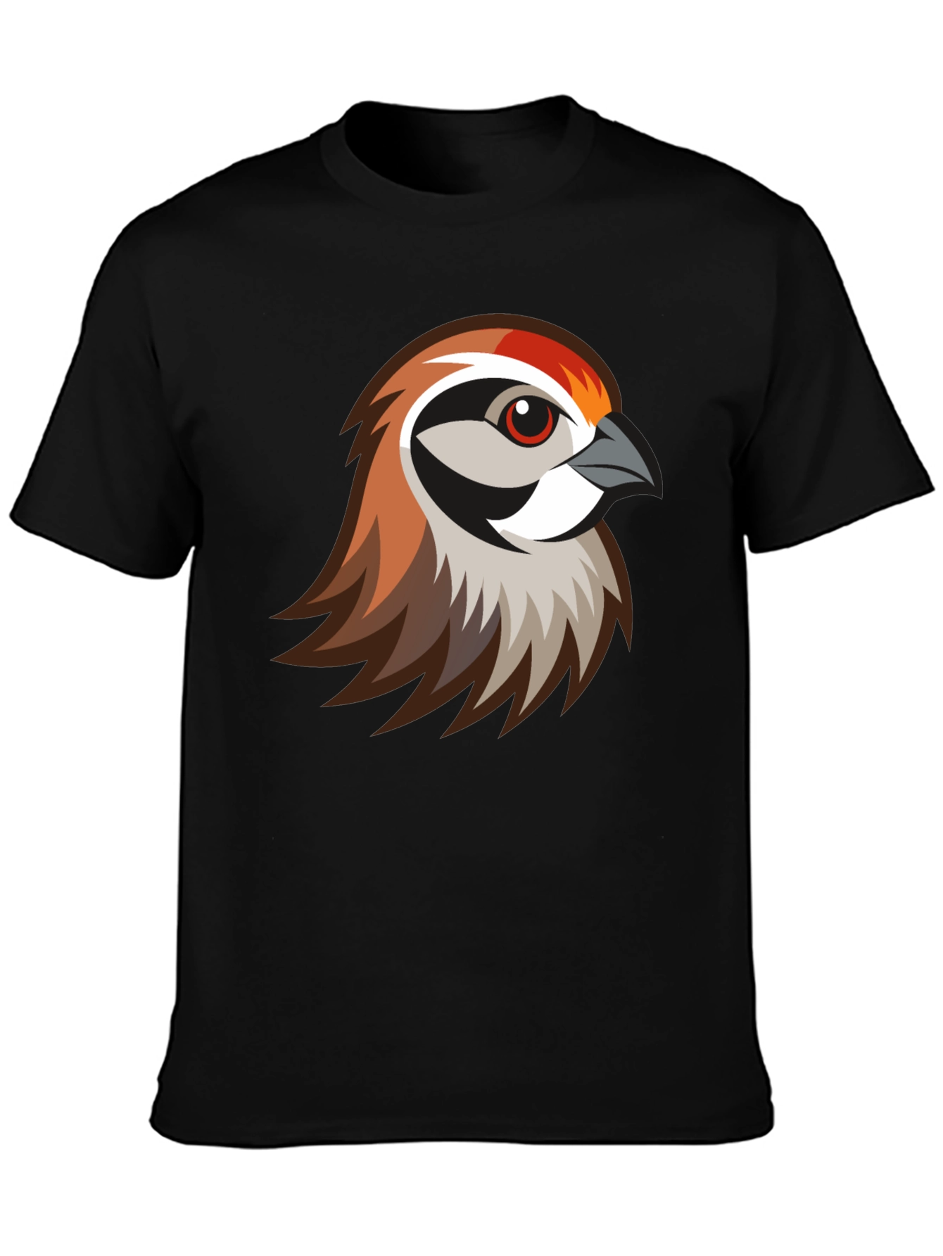 Stylish Bird Graphic Print Black T-Shirt