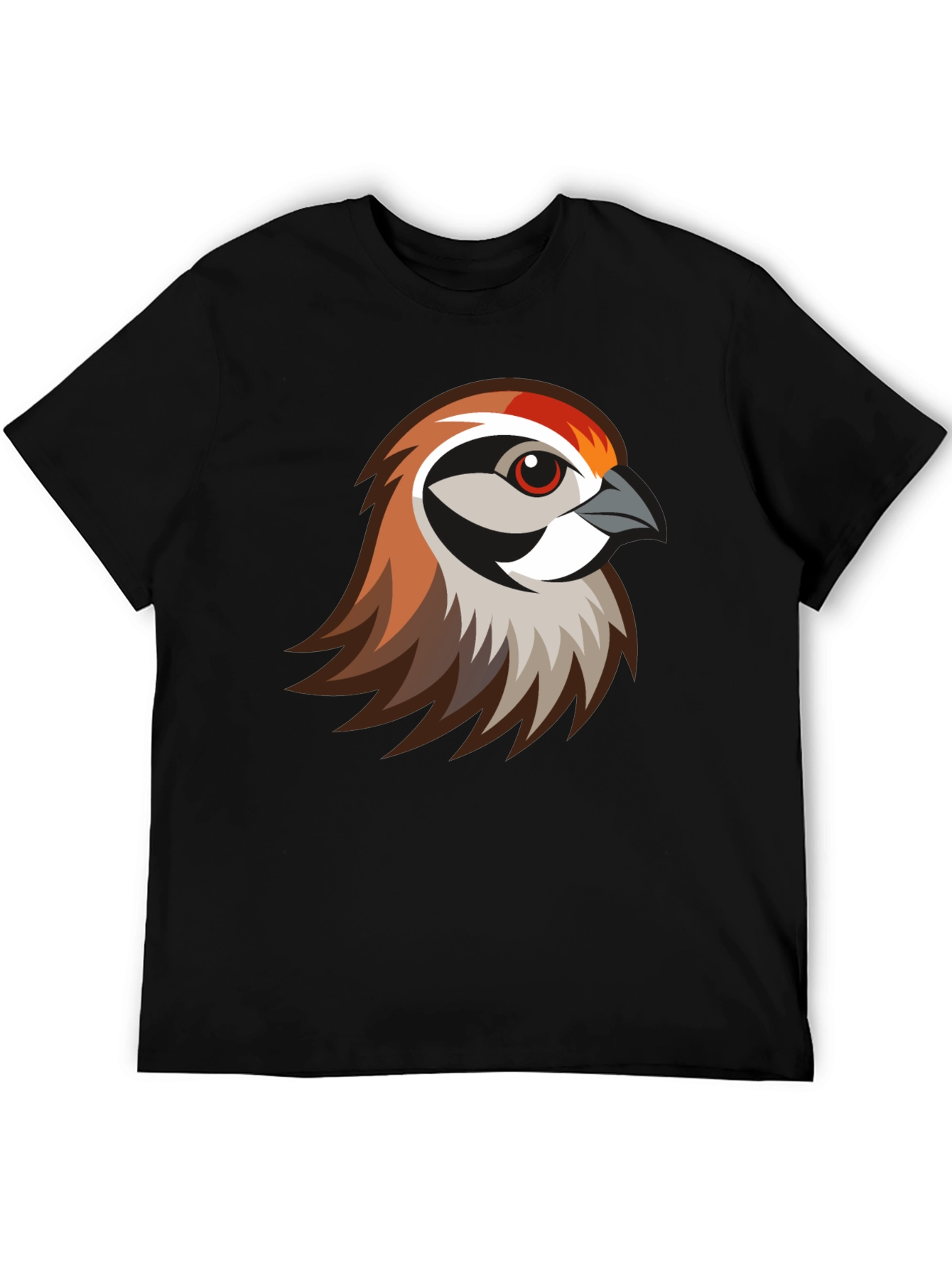 Stylish Bird Graphic Print Black T-Shirt