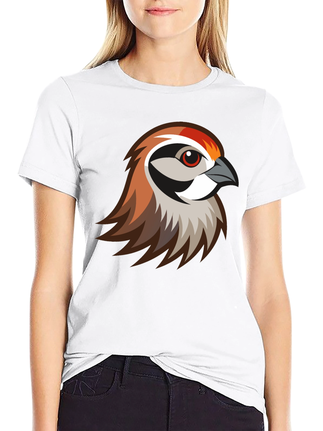 Stylish Bird Graphic Print Black T-Shirt