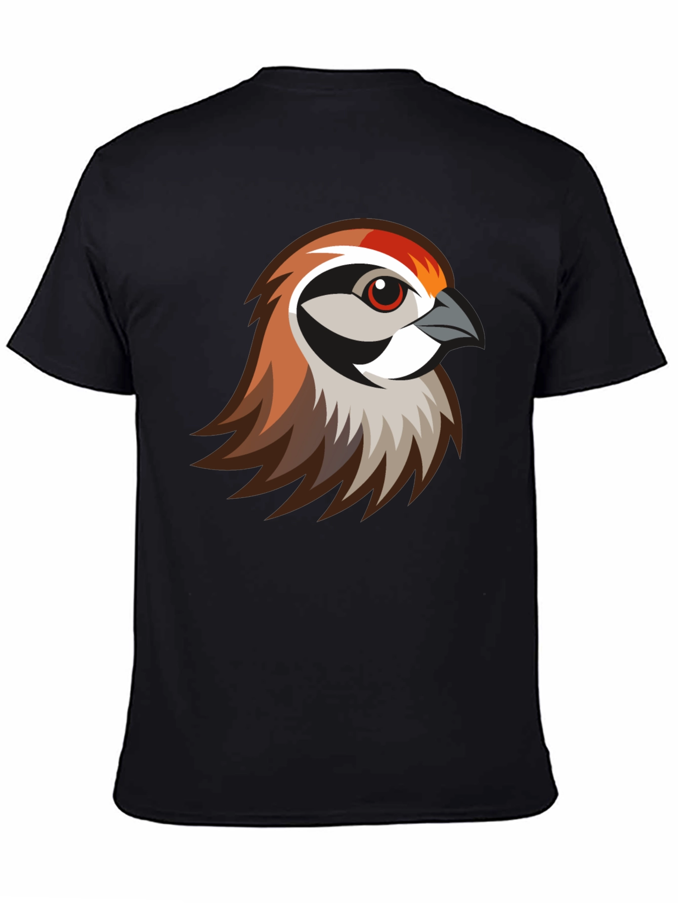 Stylish Bird Graphic Print Black T-Shirt