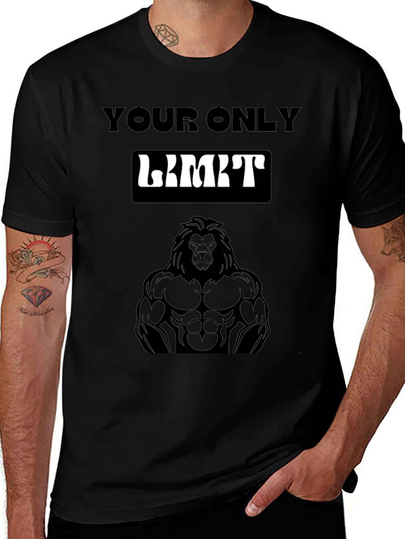 Motivational Lion Graphic Black T-Shirt