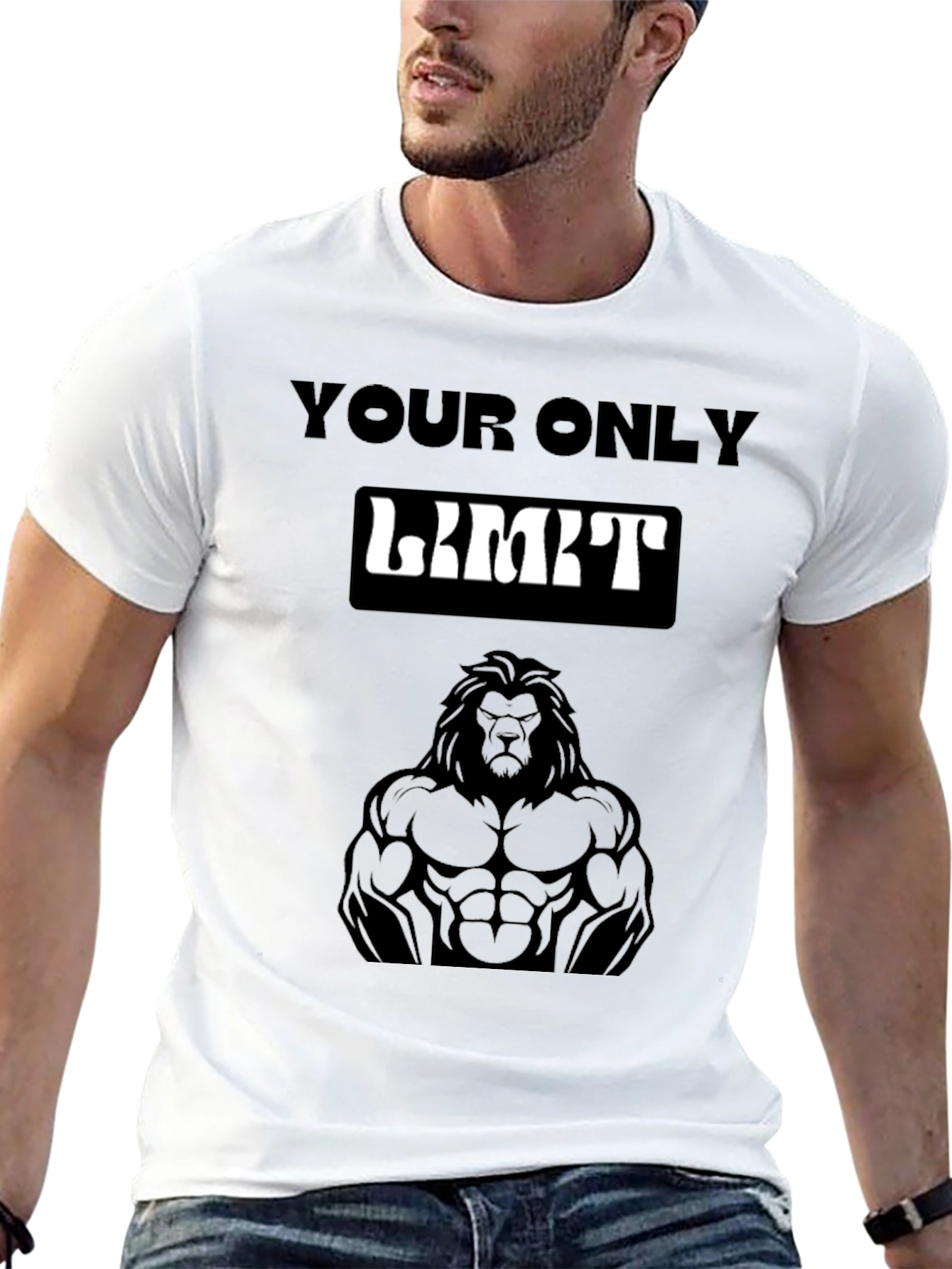 Motivational Lion Graphic Black T-Shirt