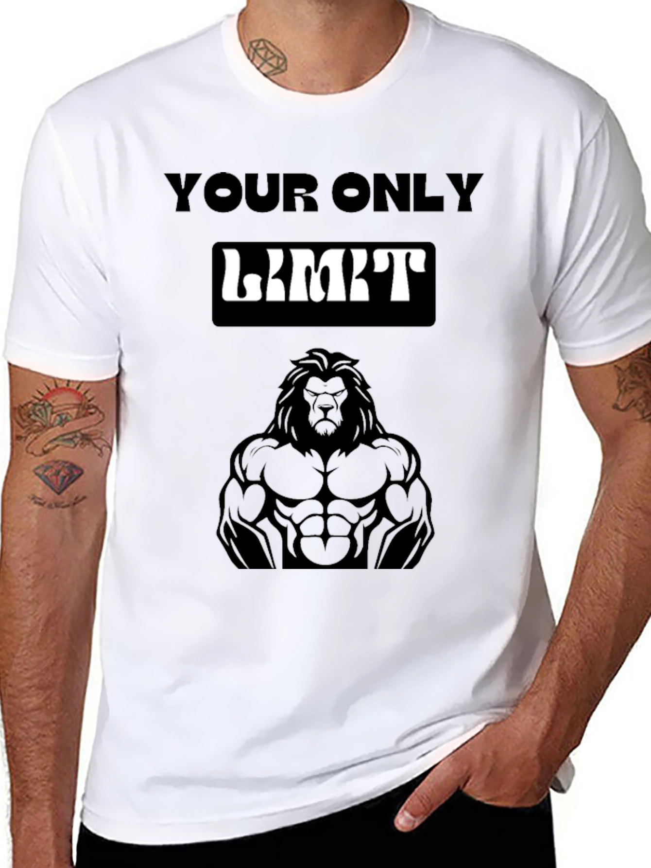 Motivational Lion Graphic Black T-Shirt