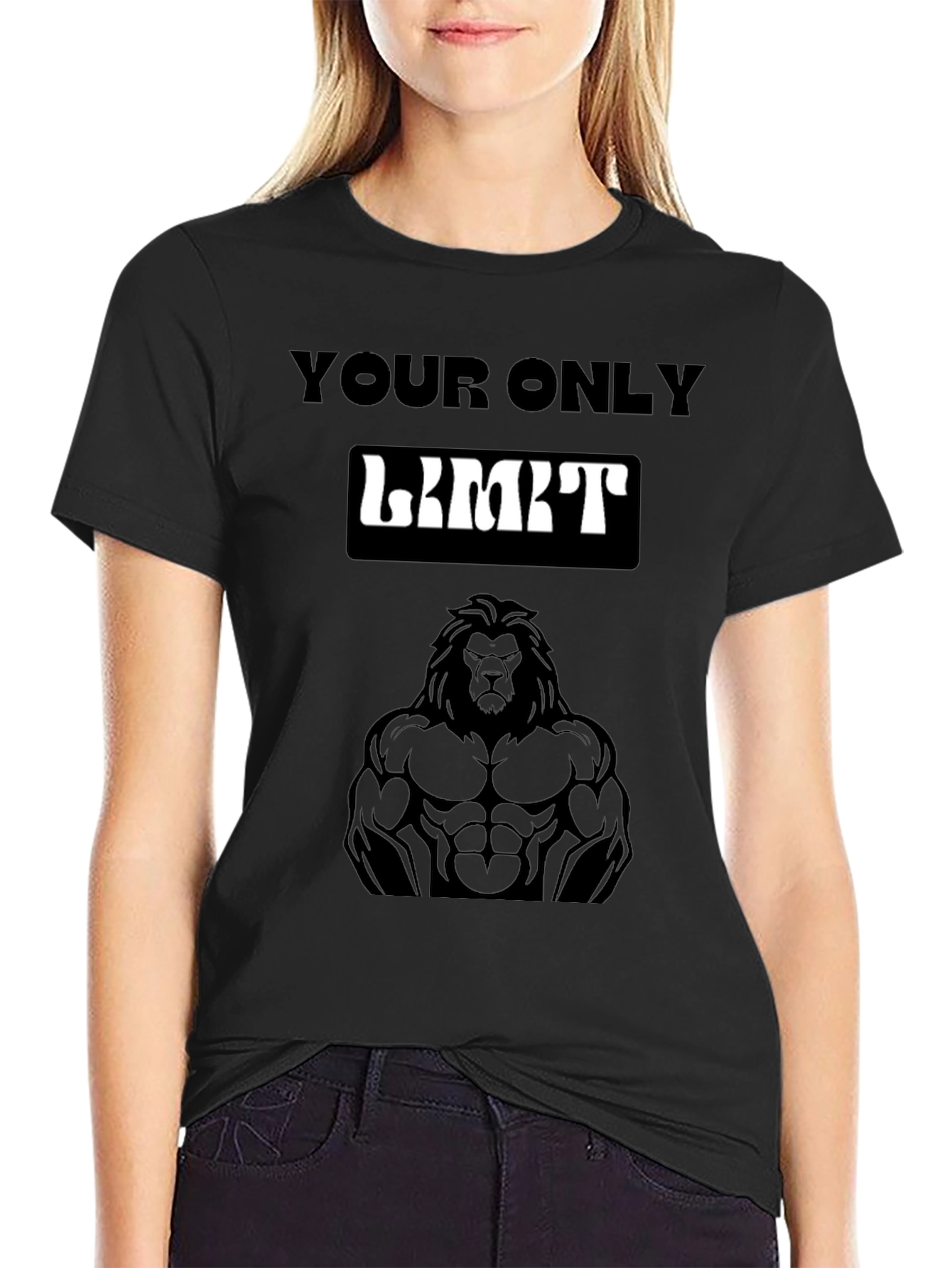 Motivational Lion Graphic Black T-Shirt