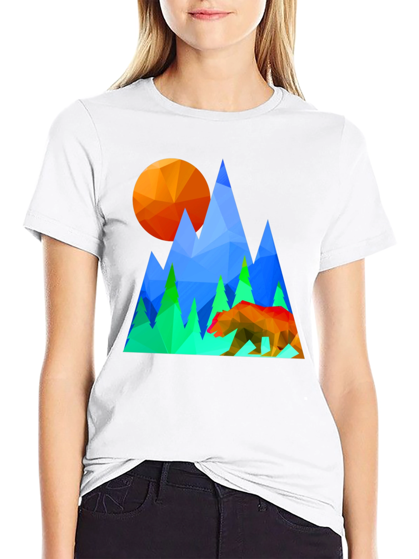 Geometric Bear & Mountain Graphic Tee