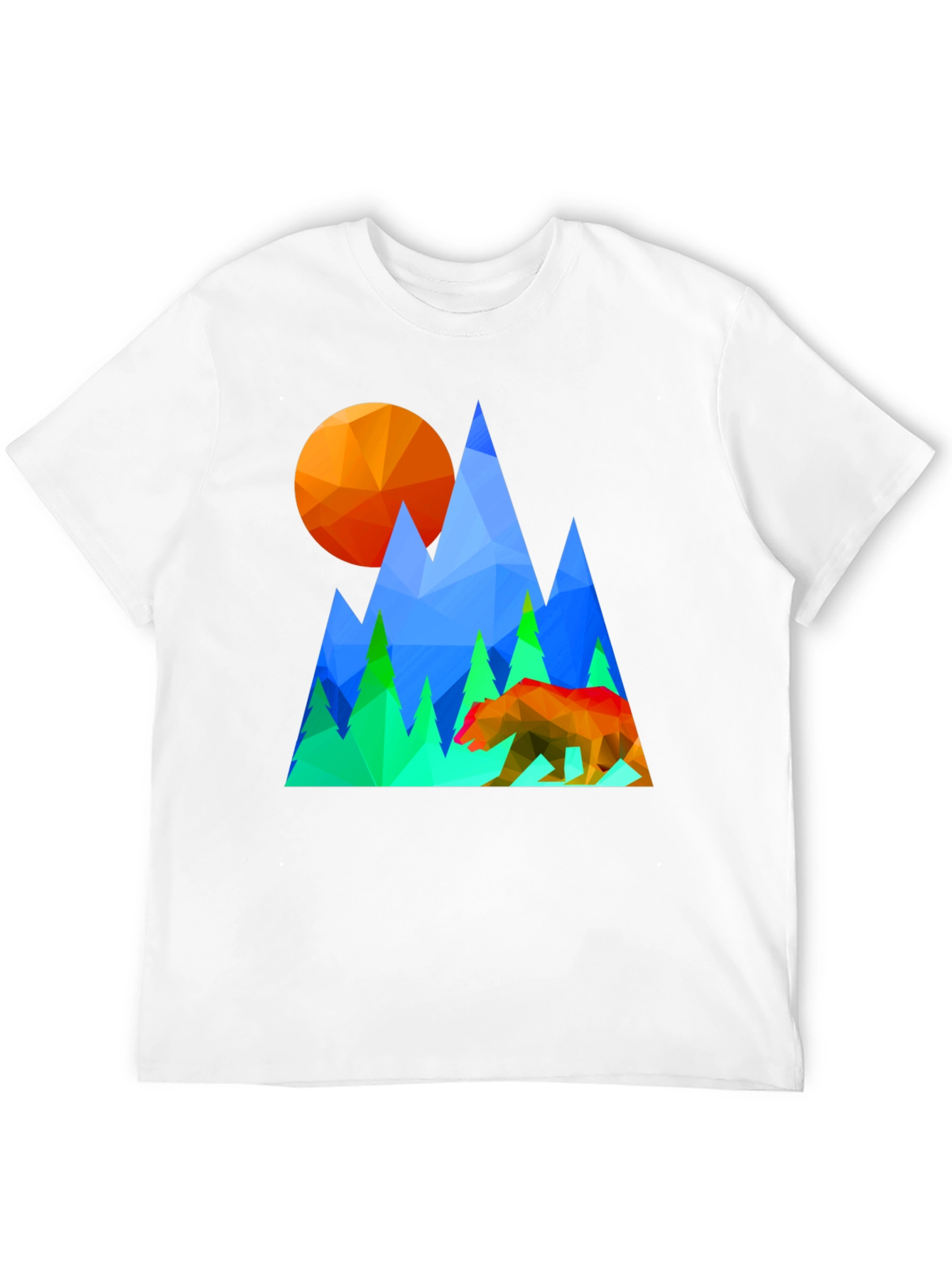 Geometric Bear & Mountain Graphic Tee