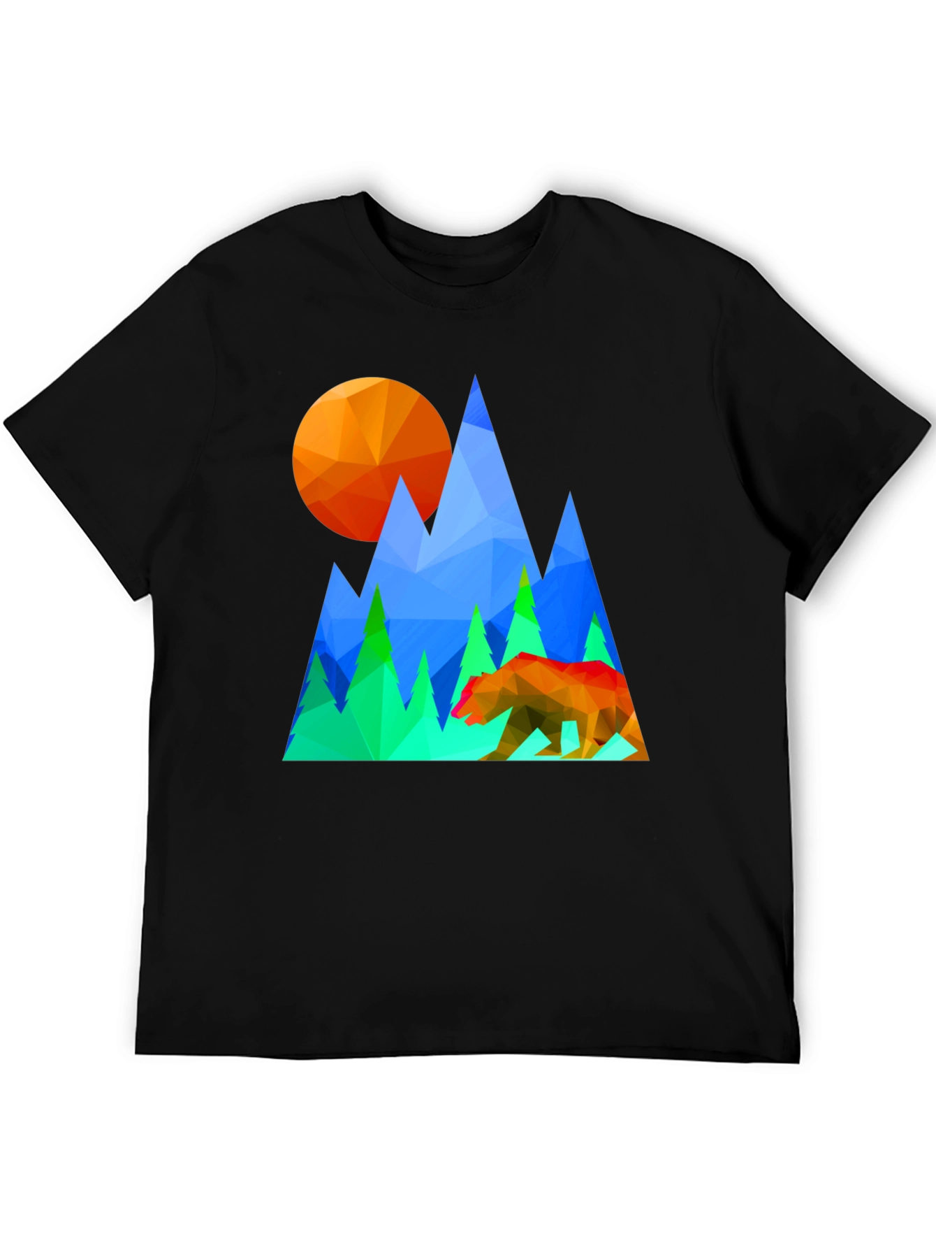 Geometric Bear & Mountain Graphic Tee